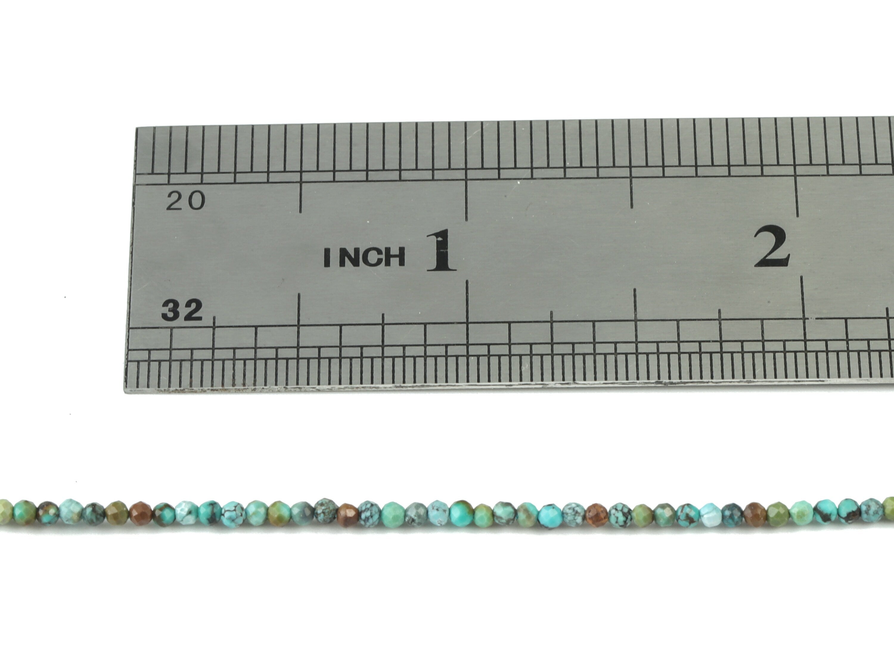 Turquoise Round Beads 2mm - 15.5 inch - Faceted Round Gemstone Beads - Natural Stone Beads - 2x2mm - NS1223 - DOMEDBAZAAR