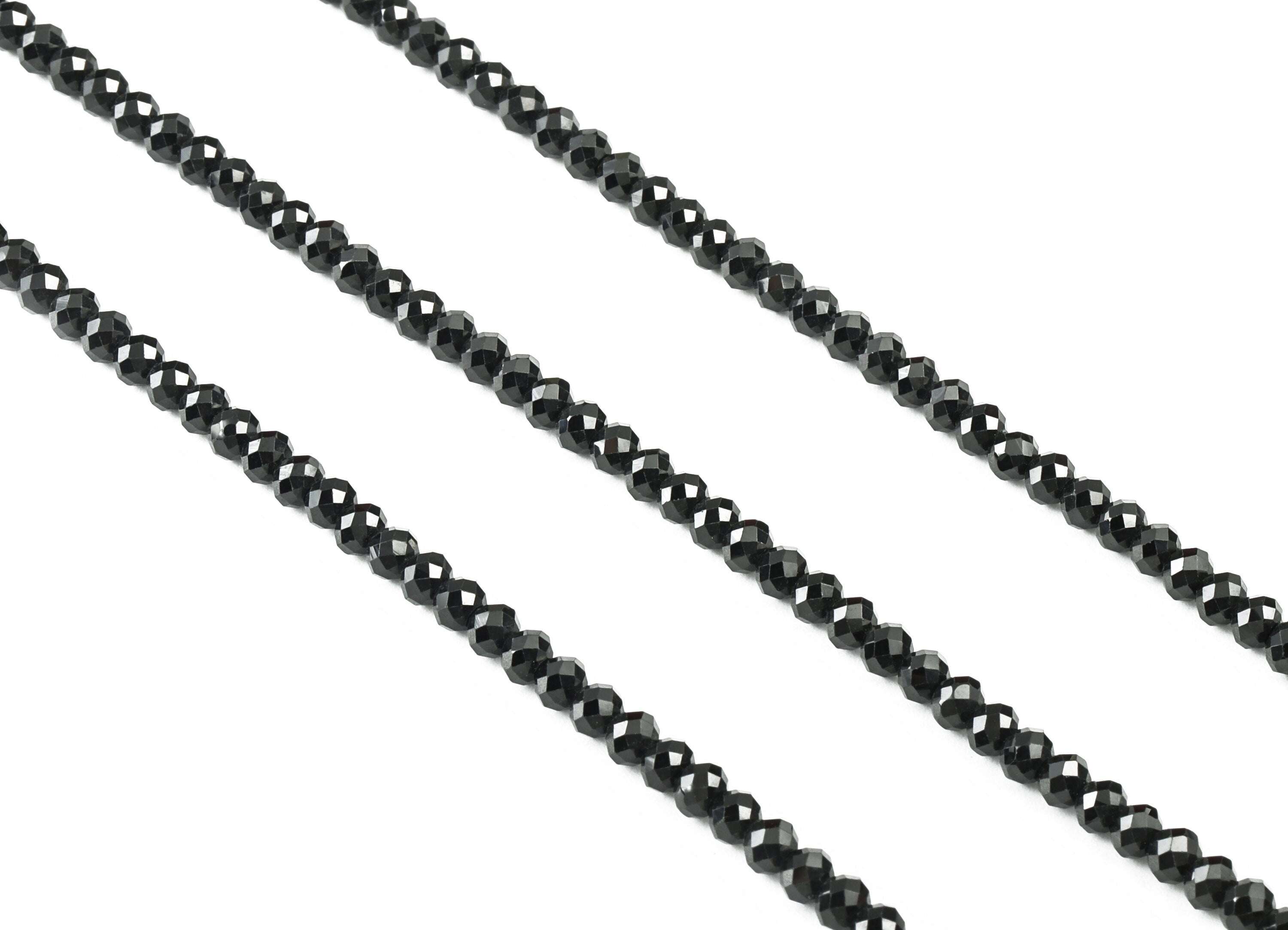 Black Spinel Round Beads 3-4mm - 15.5 inch - Faceted Round Gemstone Beads - Natural Stone Beads - 3x4mm - NS1234 - DOMEDBAZAAR