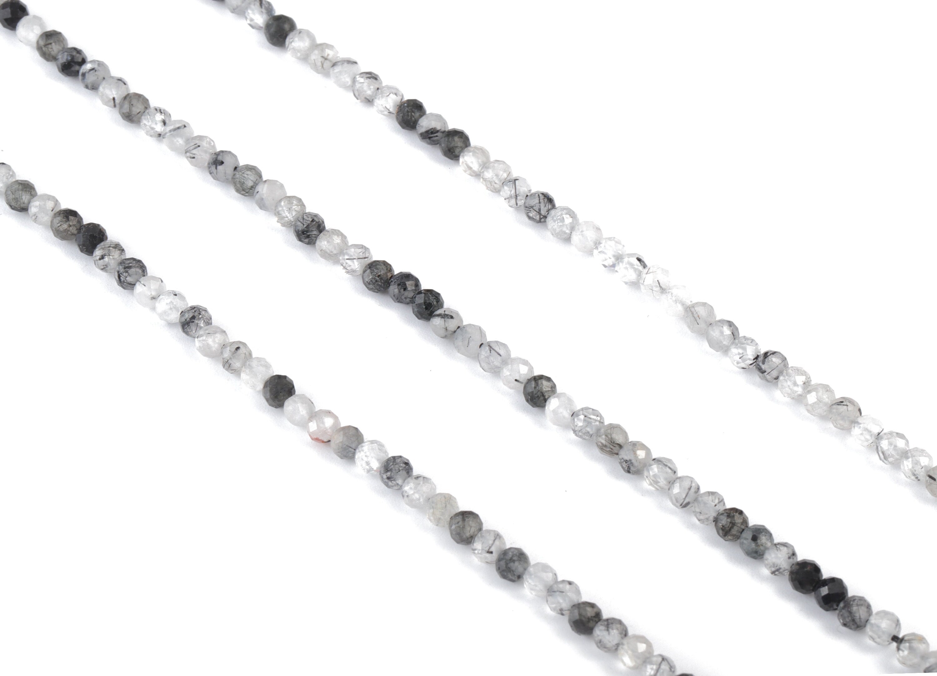 Black Hair Crystal Round Beads 3mm - 15.5 inch - Faceted Round Gemstone Beads - Natural Stone Beads - 3x3mm - NS1235 - DOMEDBAZAAR