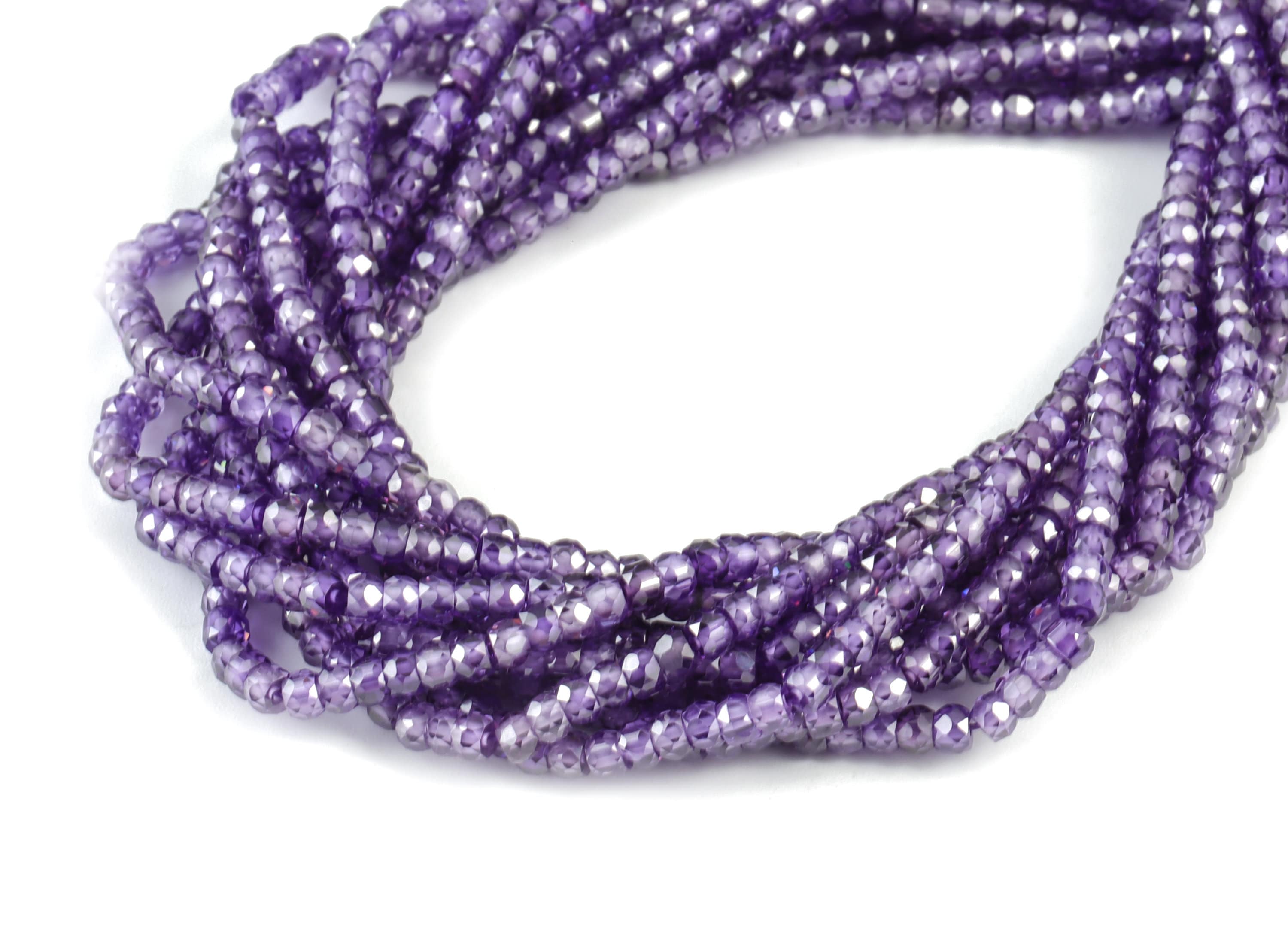 Purple Zircon Round Beads 2-3mm - 15.5 Inch - Purple Faceted Zircon Round Beads - Gemstone Beads - 2x3mm - NS1241 - DOMEDBAZAAR