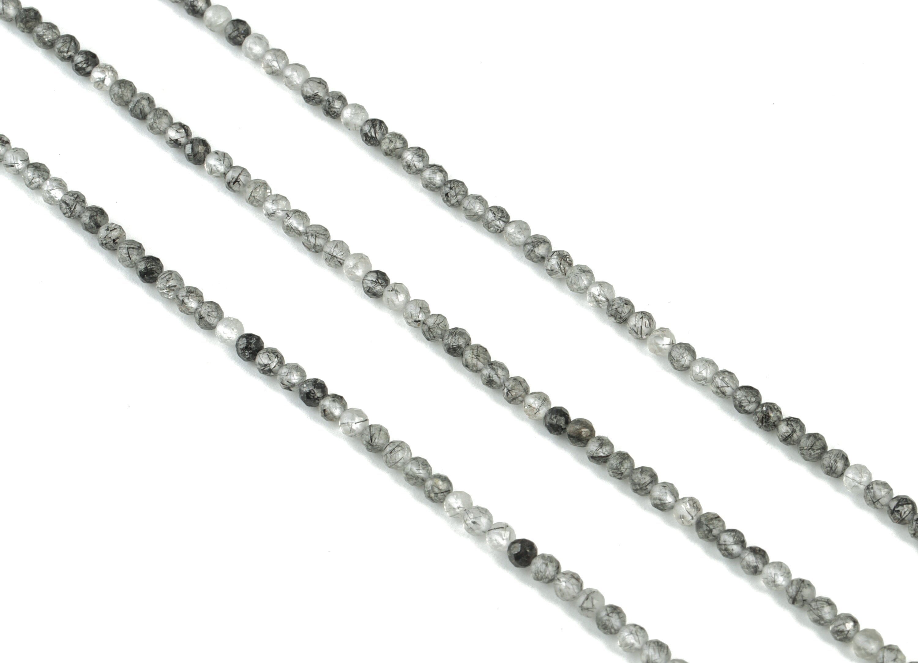 Black Hair Crystal Round Beads 2mm - 15.5 inch - Faceted Round Gemstone Beads - Natural Stone Beads - 2x2mm - NS1244 - DOMEDBAZAAR