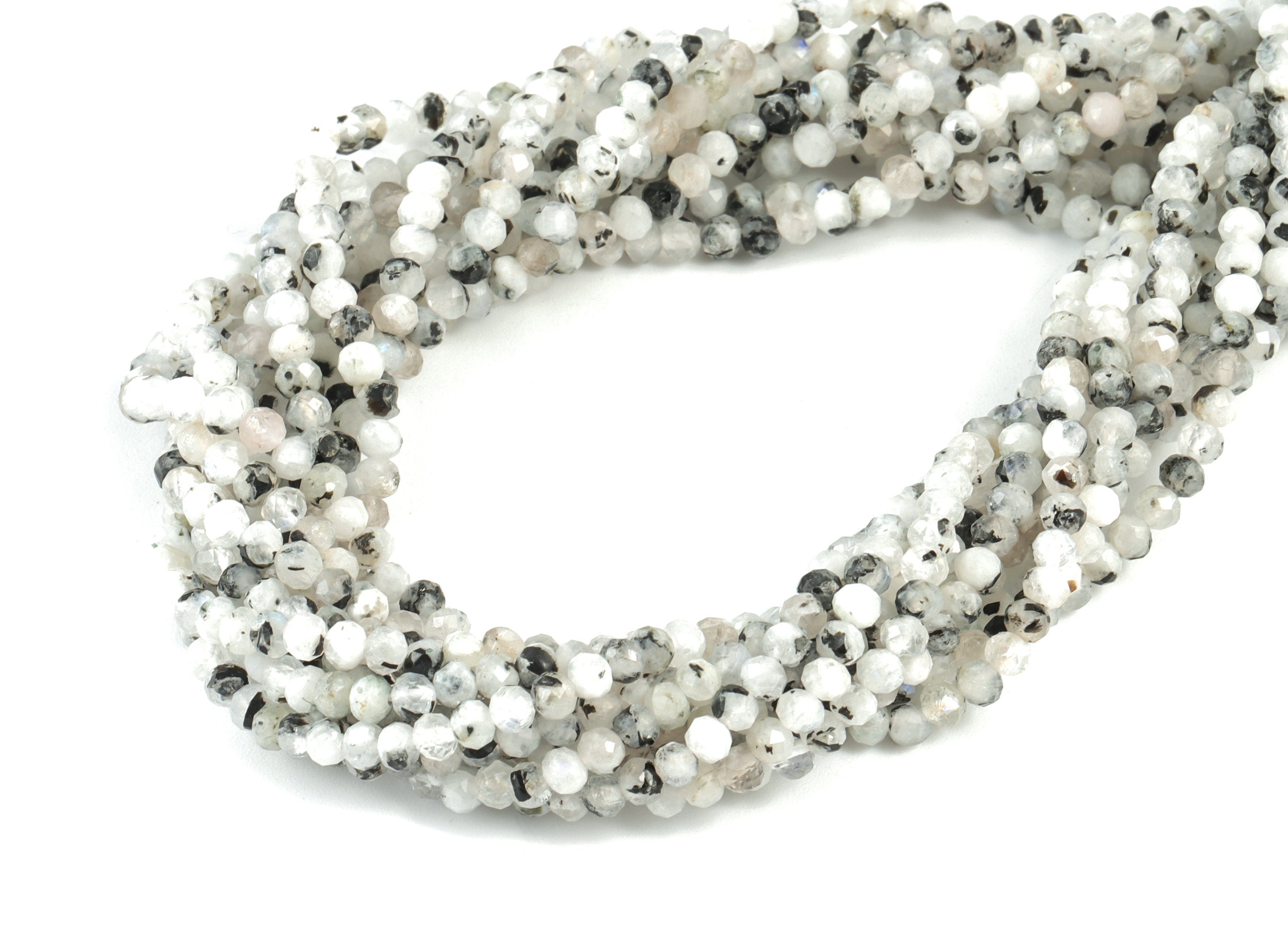 Moon Stone Round Beads 3mm - 15.5 inch - Faceted Round Gemstone Beads - Natural Stone Beads - 3mm - NS1245 - DOMEDBAZAAR