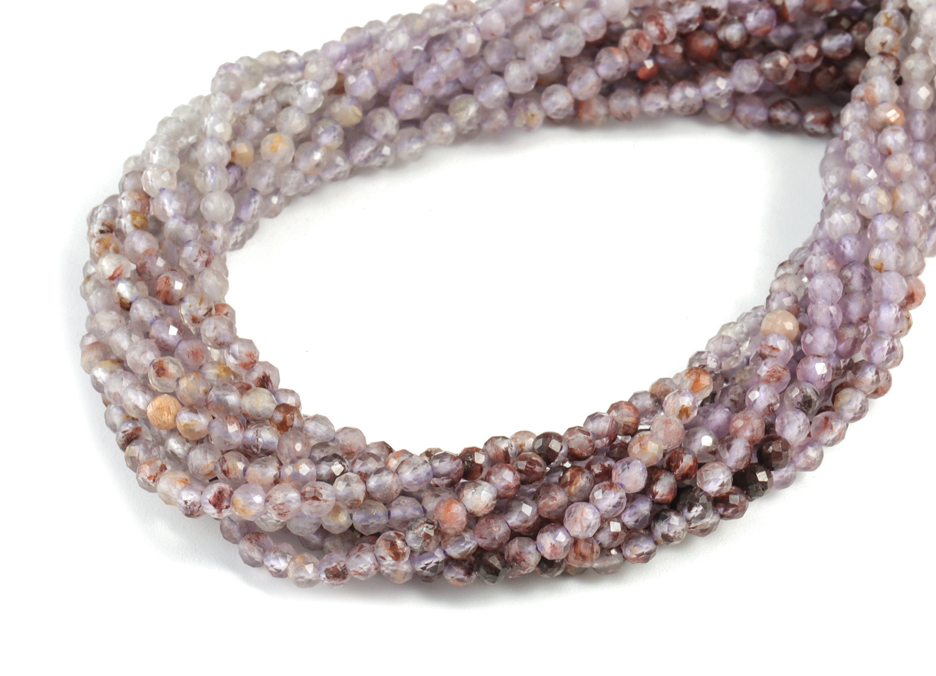 Purple Ghost Round Beads 2mm - 15.5 inch - Faceted Round Gemstone Beads - Natural Stone Beads - 2x2mm - NS1246 - DOMEDBAZAAR