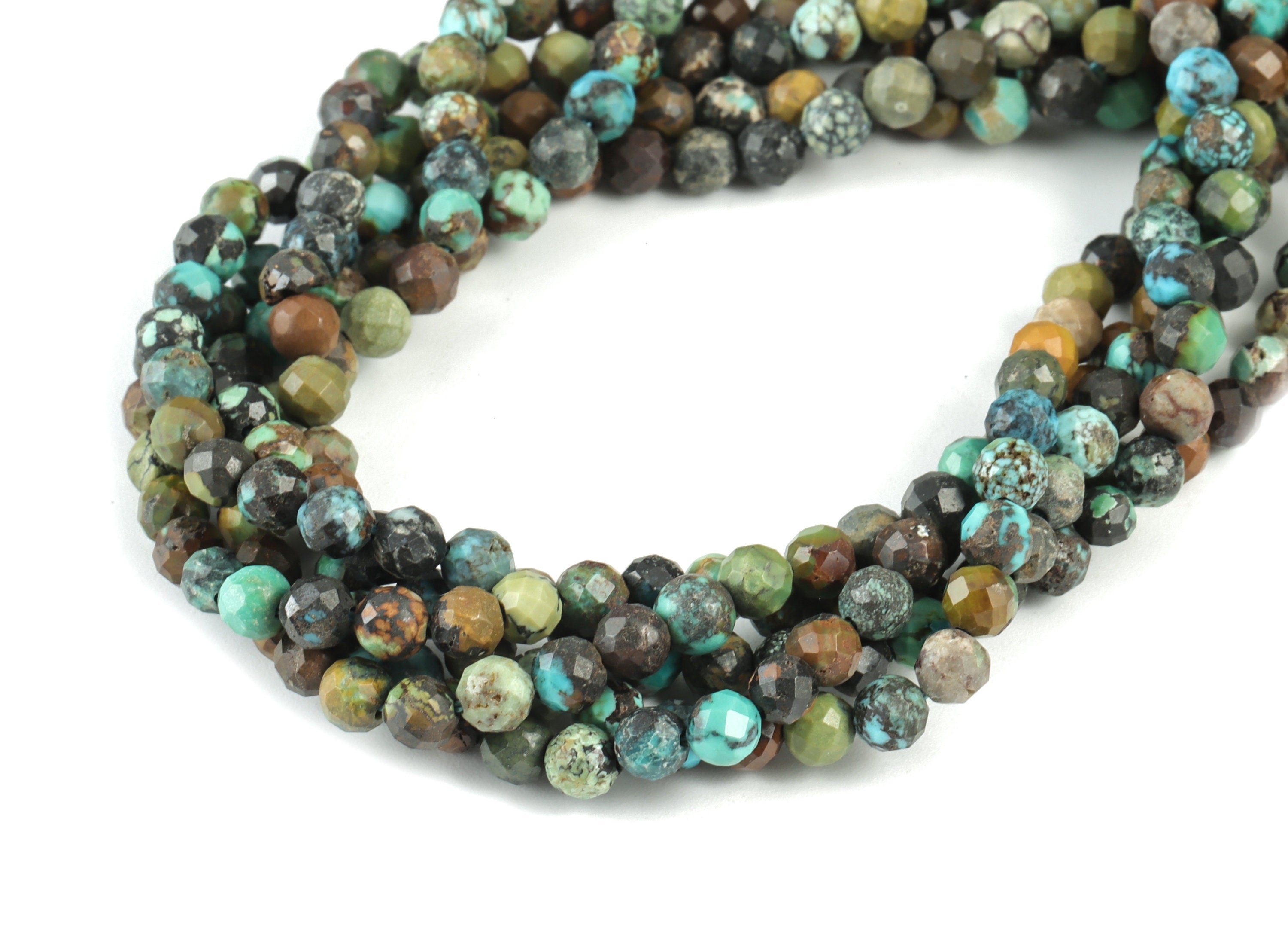 Turquoise Round Beads 4mm - 15.5 inch - Faceted Round Gemstone Beads - Natural Stone Beads - 4x4mm - NS1250 - DOMEDBAZAAR