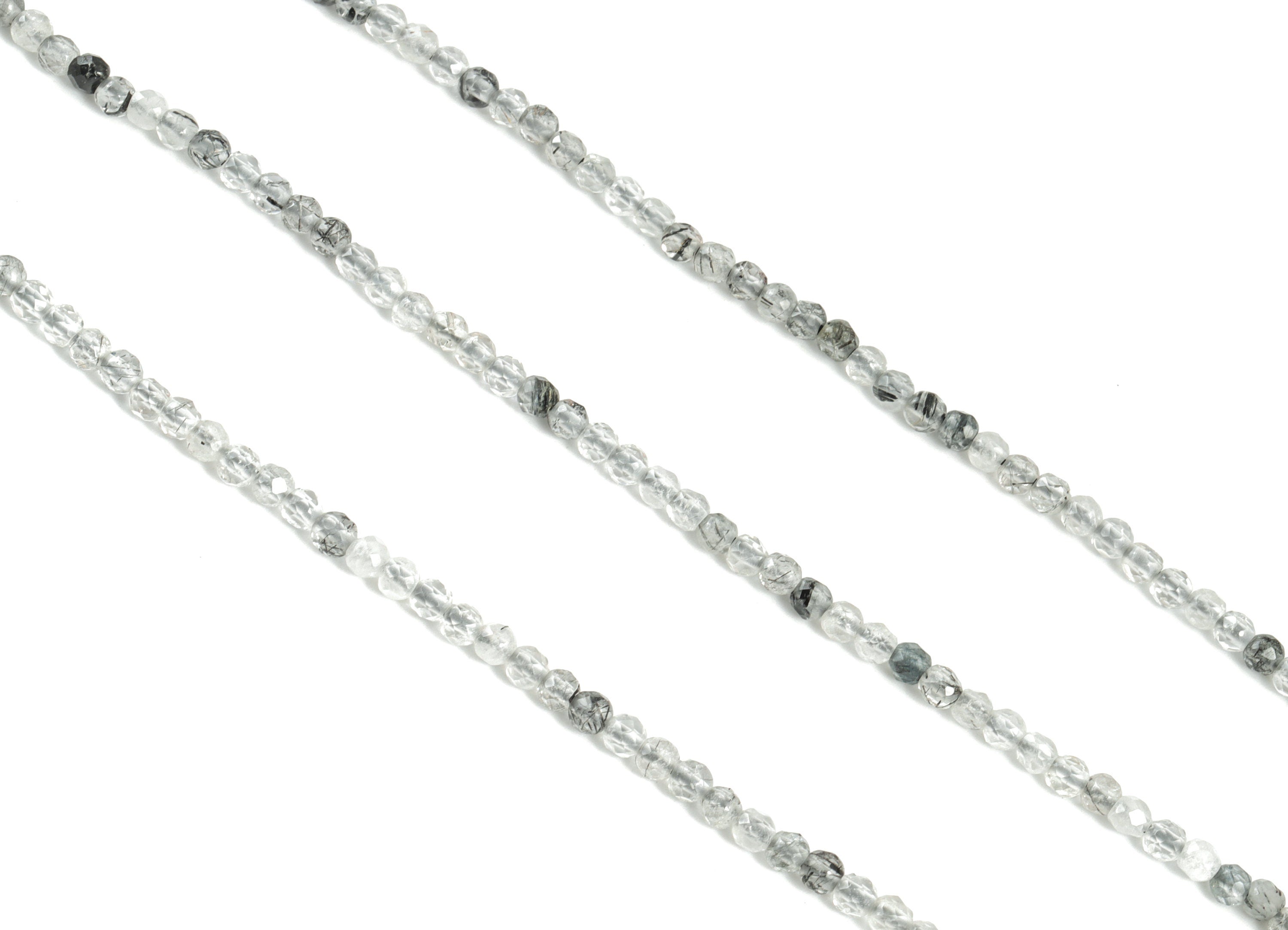 Black Hair Crystal Round Beads 3mm - 15.5 inch - Faceted Round Gemstone Beads - Natural Stone Beads - 3x3mm - NS1261 - DOMEDBAZAAR