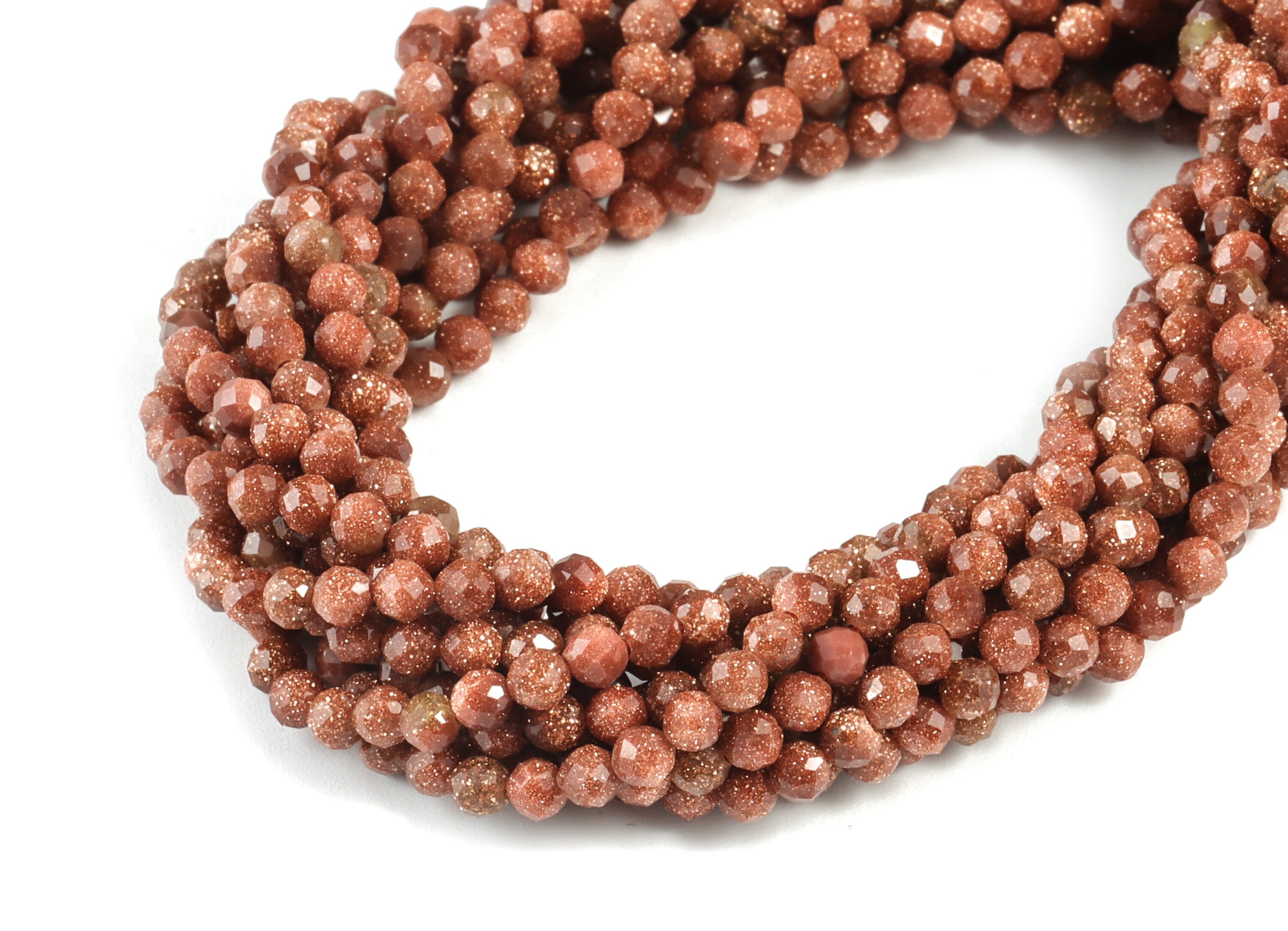 Golden Sand Round Beads 3mm - 15.5 inch - Faceted Round Gemstone Beads - Natural Stone Beads - 3x3mm - NS1270 - DOMEDBAZAAR