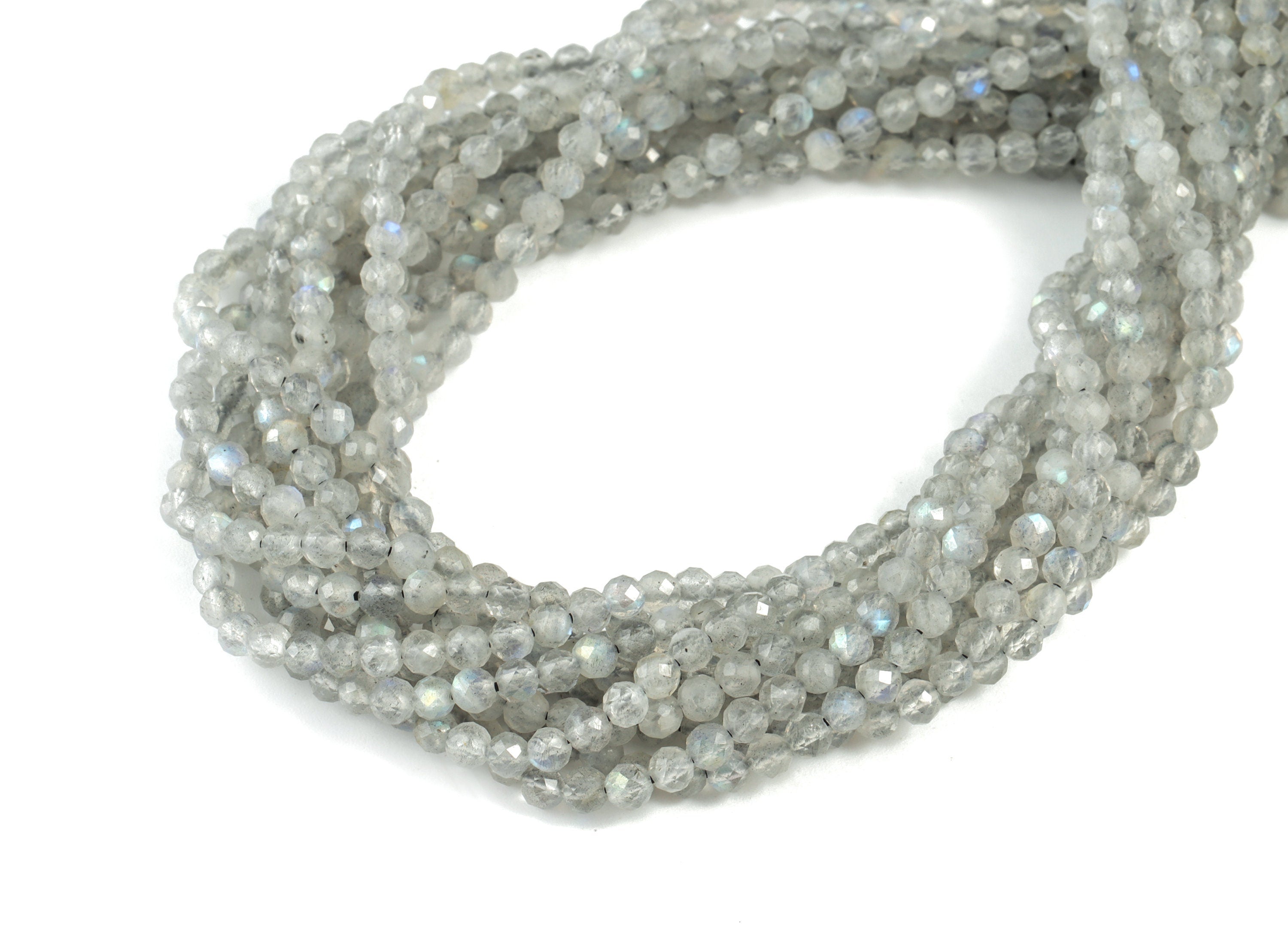 Labradorite Round Beads 3mm - 15.5 inch - Faceted Round Gemstone Beads - Natural Stone Beads - 3x3mm - NS1279 - DOMEDBAZAAR