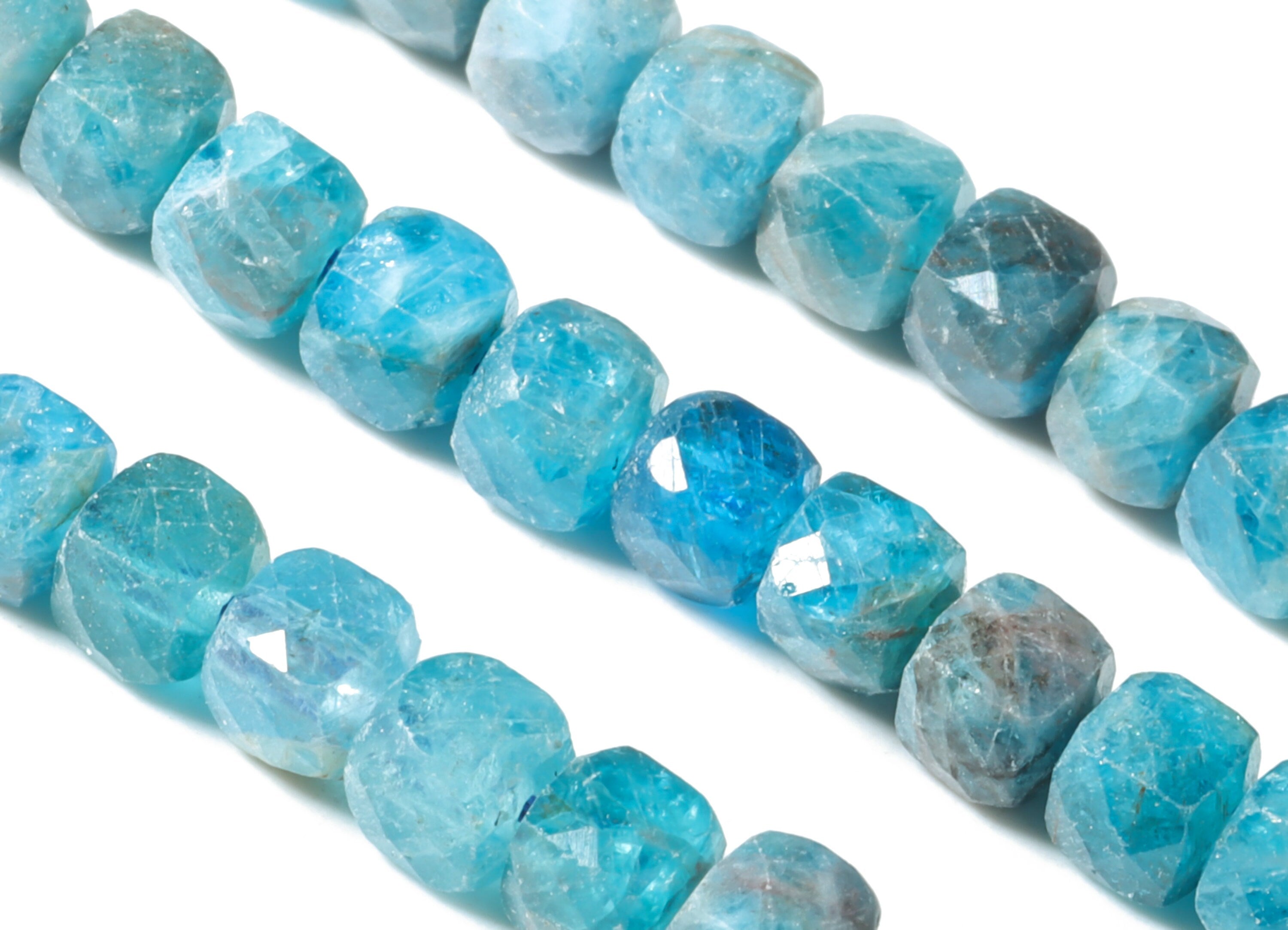 Apatite Cube Beads 4mm - 15.5 inch - Faceted Cube Gemstone Beads - Natural Stone Beads - 4x4mm - NS1095 - DOMEDBAZAAR