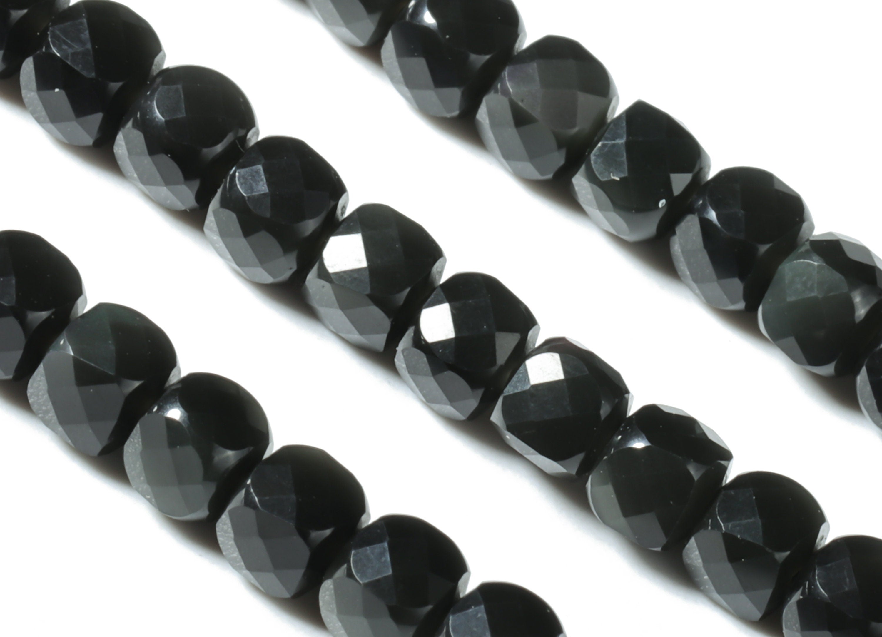 Obsidian Cube Beads 4mm - 15.5 inch - Faceted Cube Gemstone Beads - Natural Stone Beads - 4x4mm - NS1099 - DOMEDBAZAAR