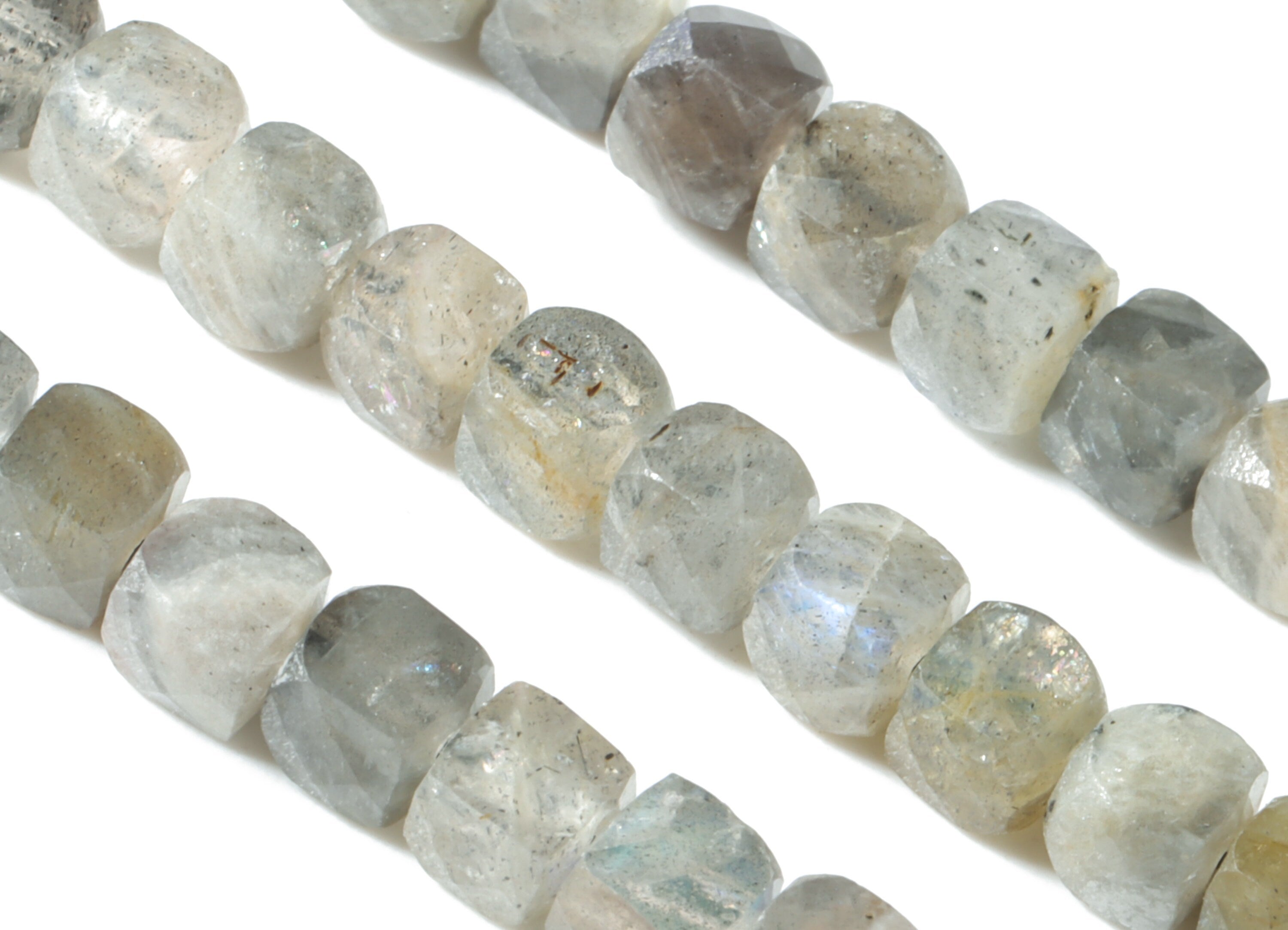 Labradorite Cube Beads 4mm - 15.5 inch - Faceted Cube Gemstone Beads - Natural Stone Beads - 4x4mm - NS1101 - DOMEDBAZAAR