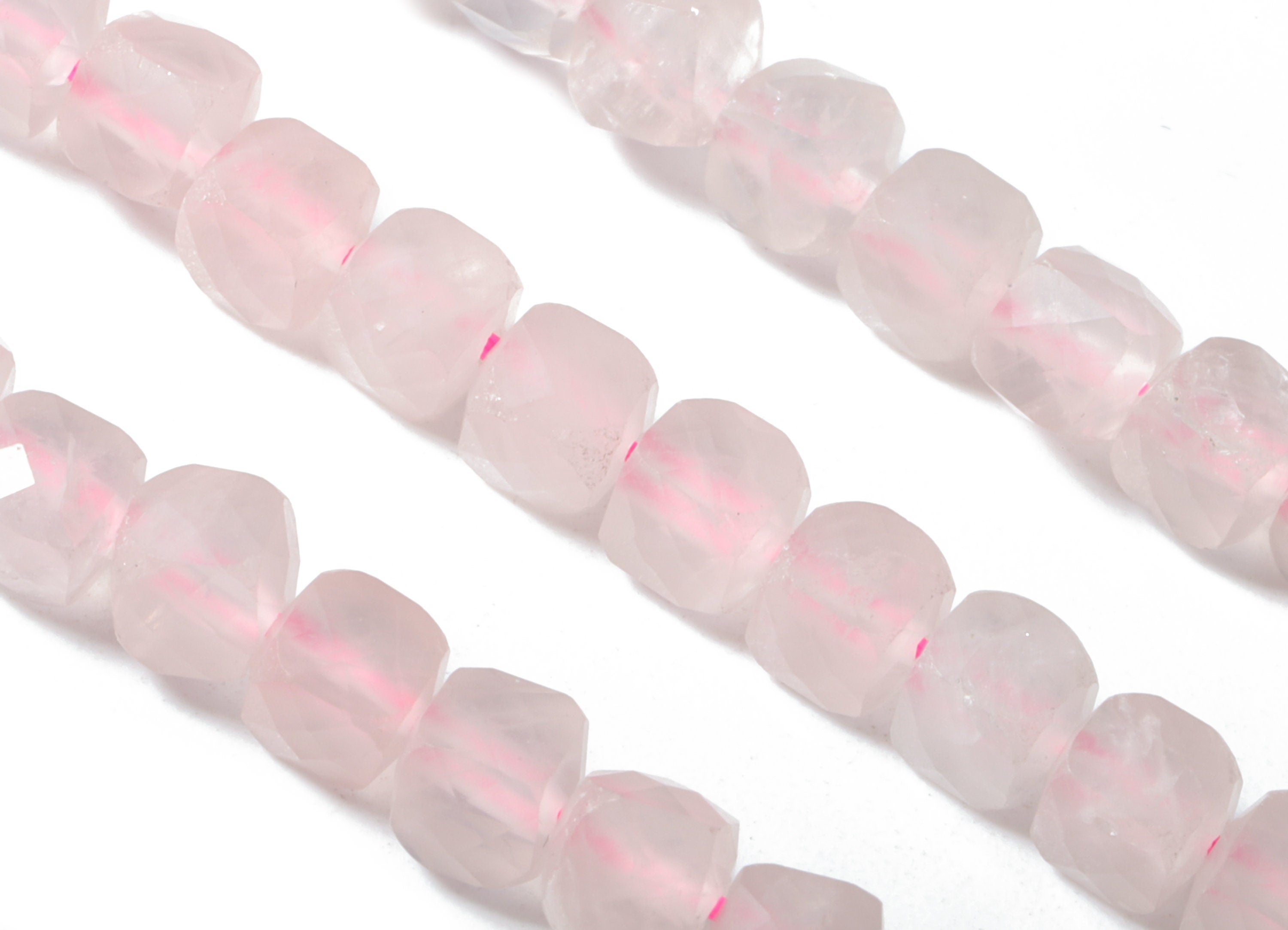 Pink Quartz Cube Beads 4mm - 15.5 inch - Faceted Cube Gemstone Beads - Natural Stone Beads - 4x4mm - NS1112 - DOMEDBAZAAR