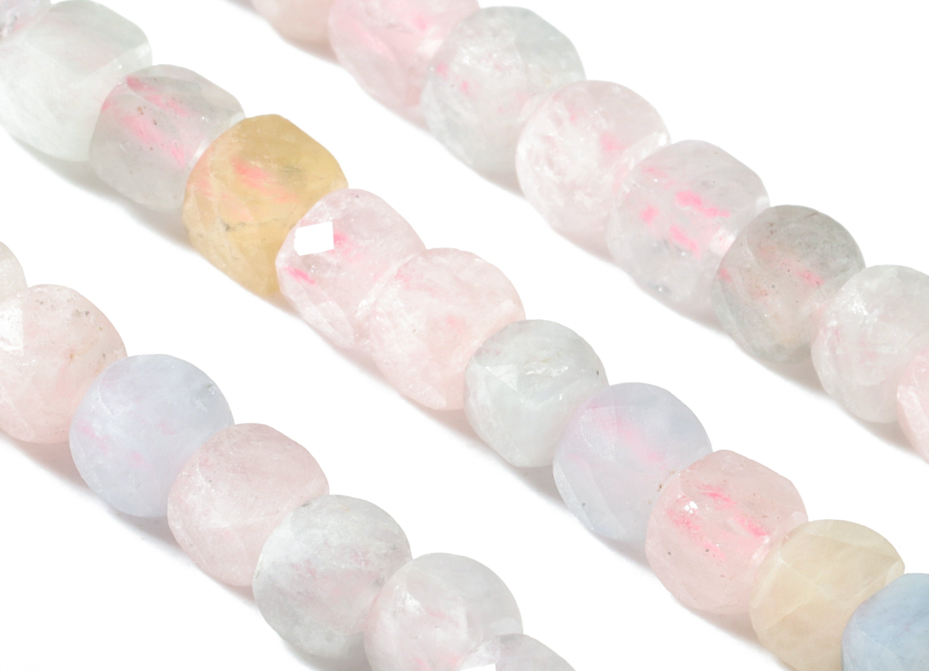 Morganite Cube Beads 4mm - 15.5 inch - Faceted Cube Gemstone Beads - Natural Stone Beads - 4x4mm - NS1132 - DOMEDBAZAAR