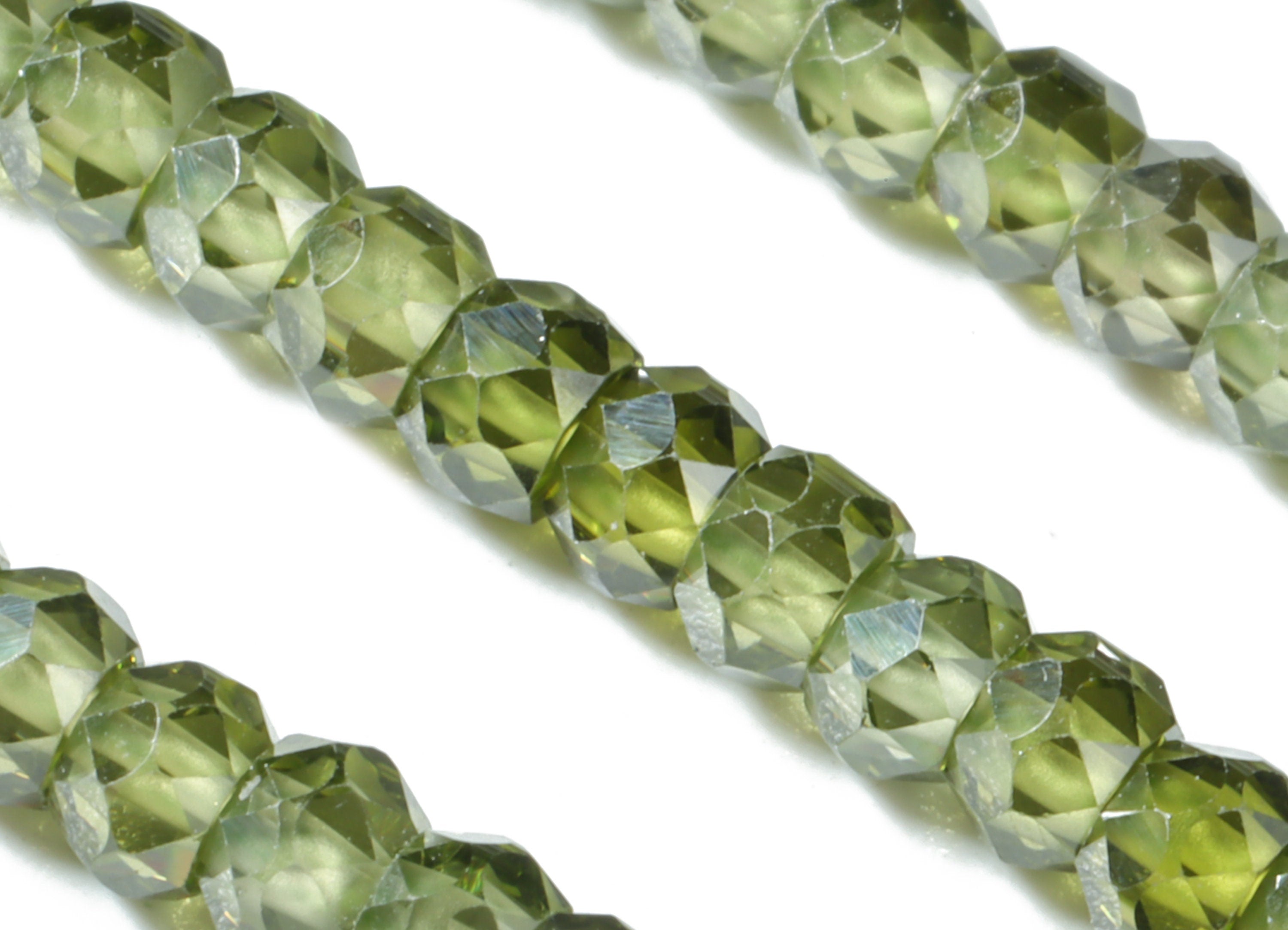 Green Zircon Rondelle Beads 3mm - 15.5 Inch - Green Faceted Zircon Round Beads - Gemstone Beads - NS1147F - DOMEDBAZAAR