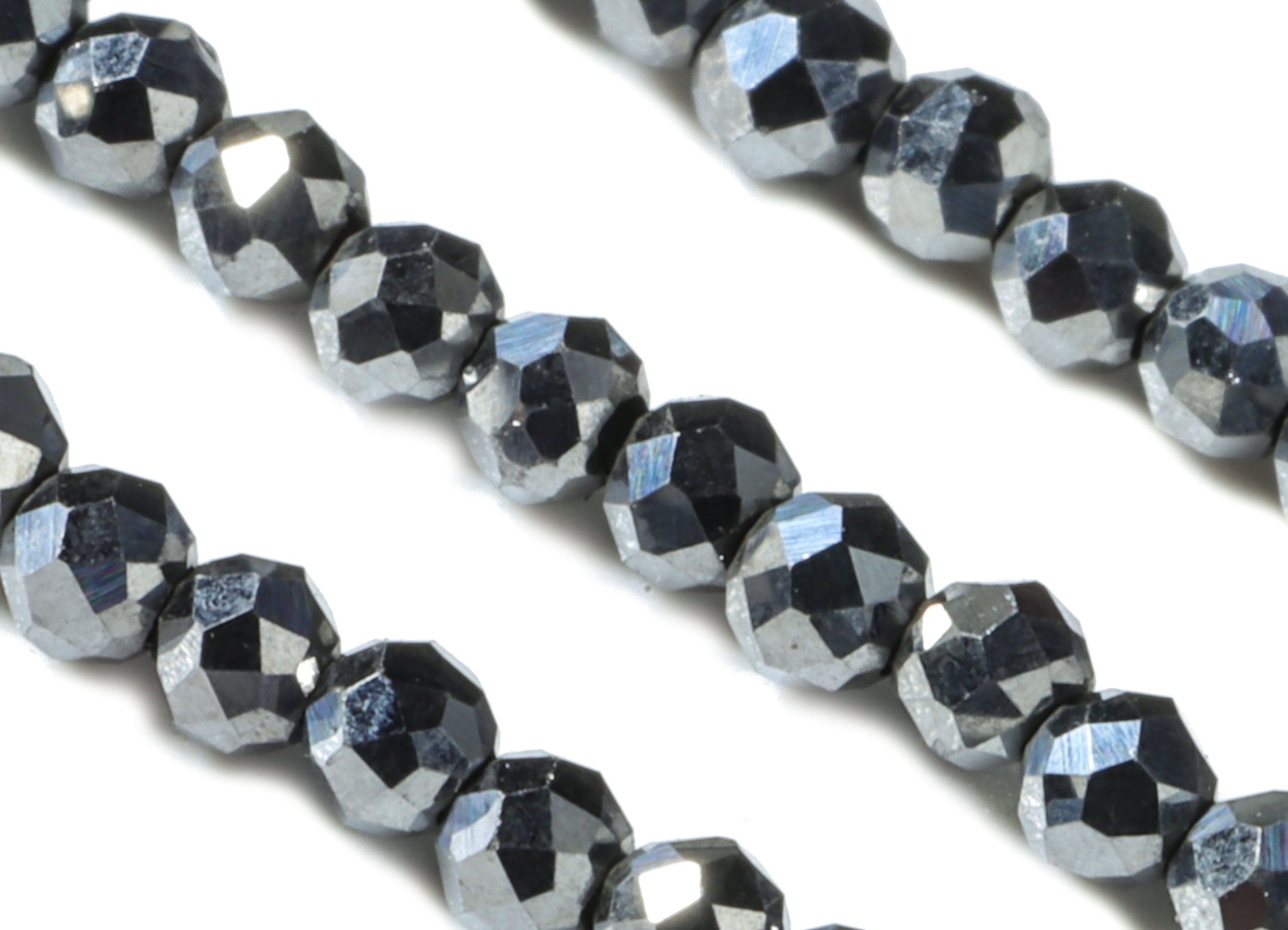 Titanium Hezi Round Beads 2mm - 15.5 inch - Faceted Round Gemstone Beads - Natural Stone Beads - 2x2mm - NS1154 - DOMEDBAZAAR