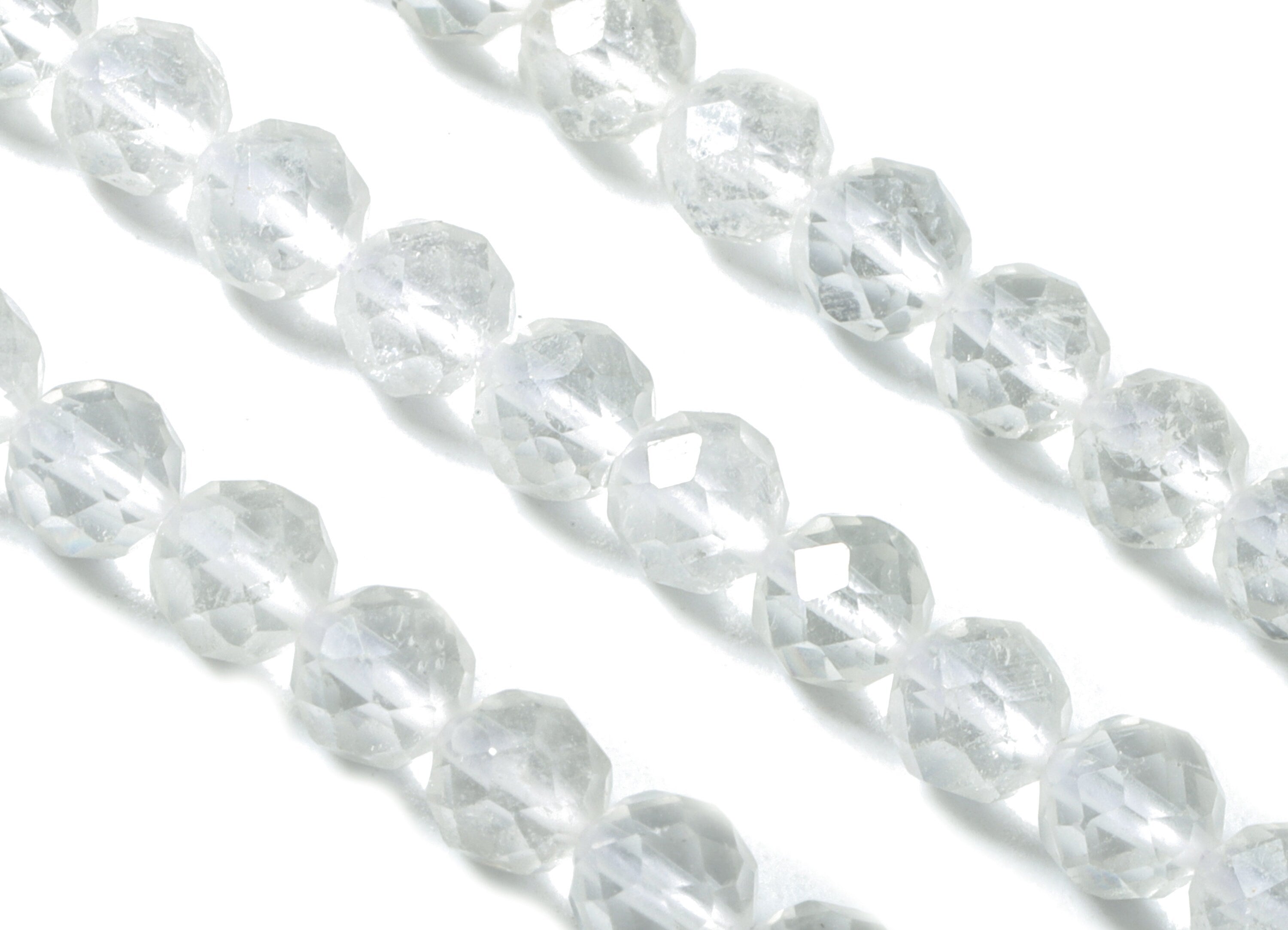 White Crystal Round Beads 4mm - 15.5 inch - Faceted Round Gemstone Beads - Natural Stone Beads - 4x4mm - NS1179 - DOMEDBAZAAR