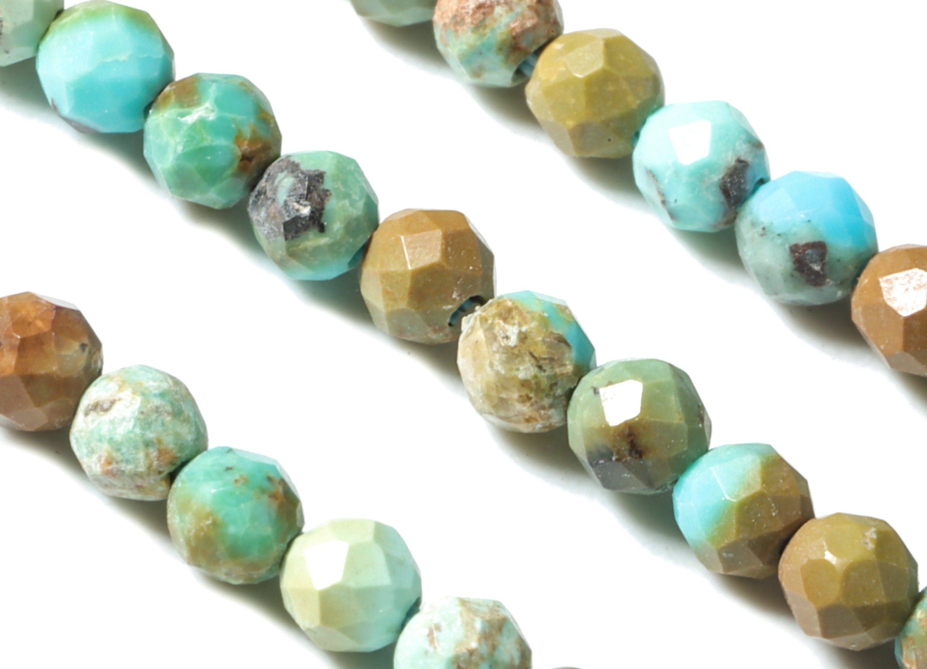 Turquoise Round Beads 2mm - 15.5 inch - Faceted Round Gemstone Beads - Natural Stone Beads - 2x2mm - NS1198 - DOMEDBAZAAR