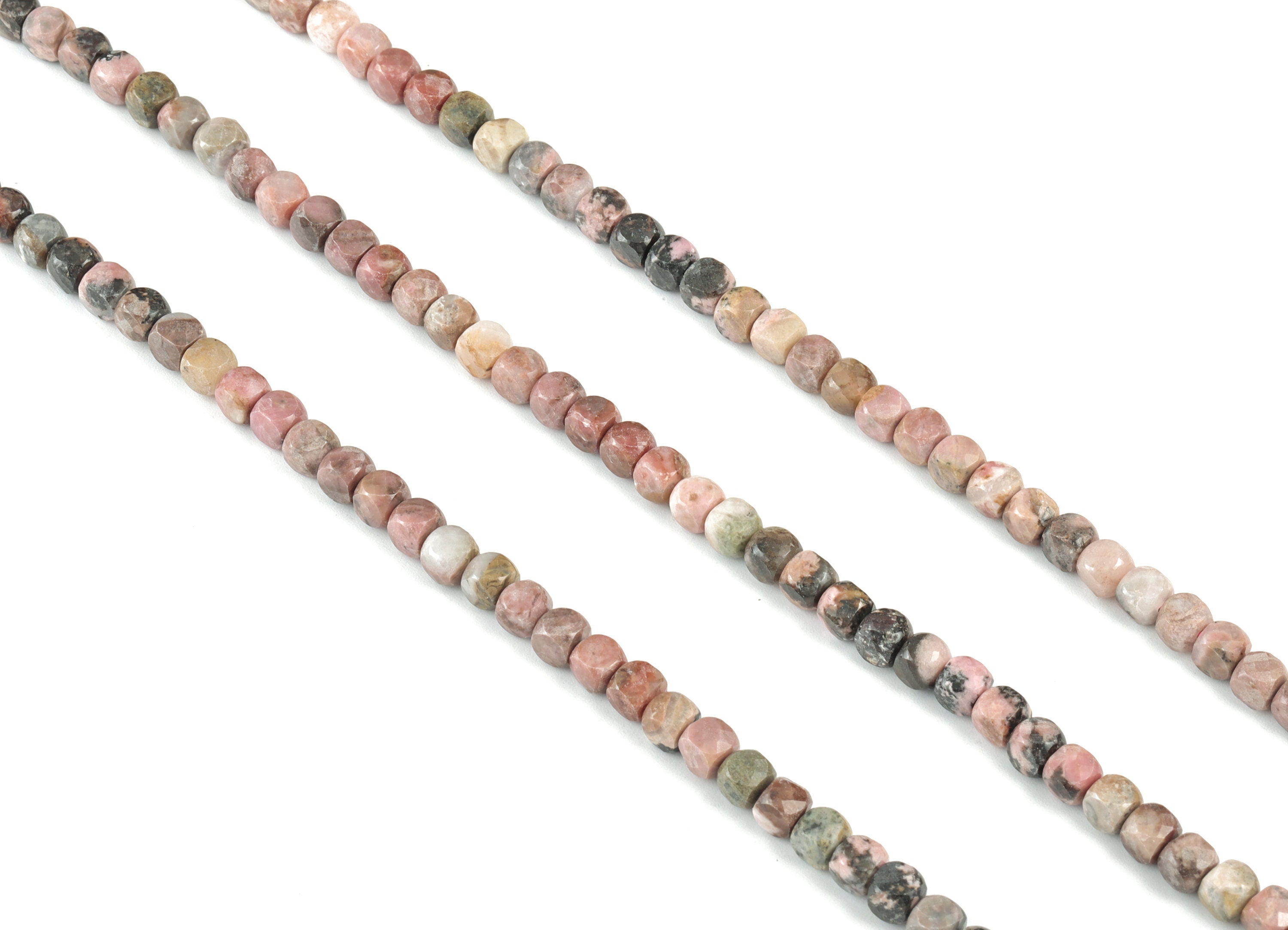 Rhodochrosite Cube Beads 4mm -    15.5 inch - Faceted Cube Gemstone Beads - Natural Stone Beads - 4x4mm - NS1069 - DOMEDBAZAAR