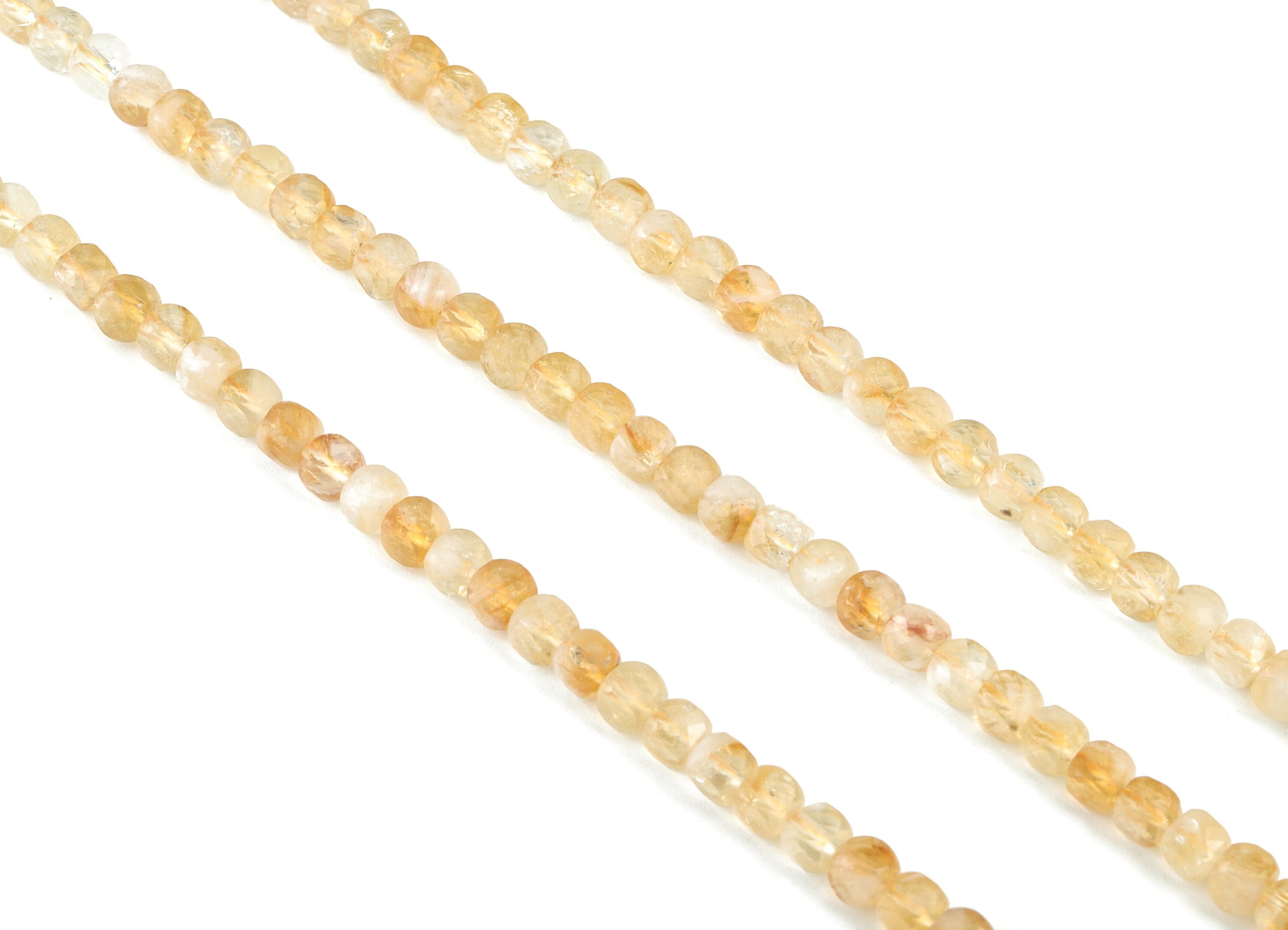 Citrine Cube Beads 4mm - 15.5 inch - Faceted Cube Gemstone Beads - Natural Stone Beads - 4x4mm - NS1074 - DOMEDBAZAAR
