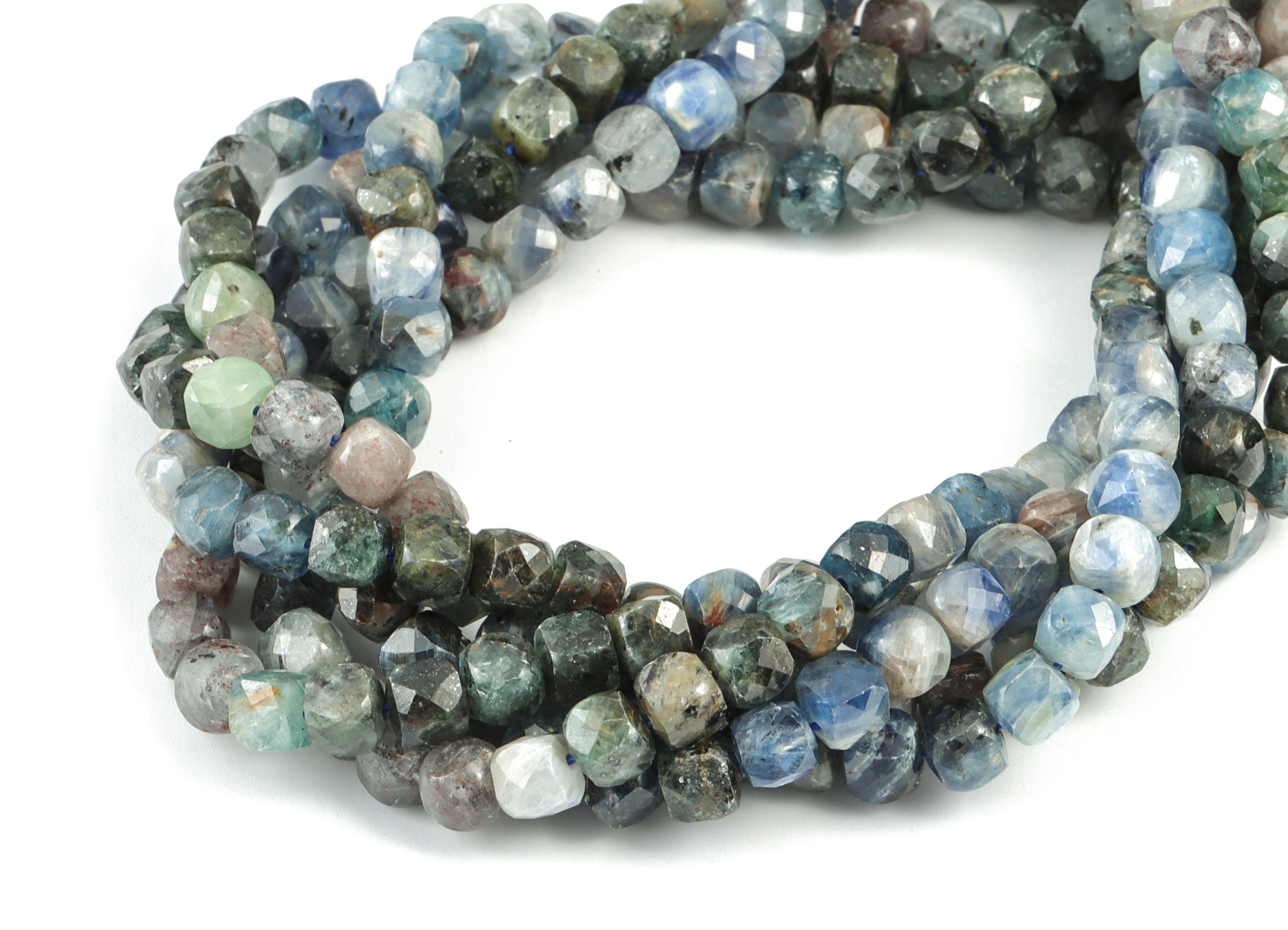 Kyanite Cube Beads 5mm - 15.5 inch - Faceted Cube Gemstone Beads - Natural Stone Beads  - 5X5mm - NS1076 - DOMEDBAZAAR