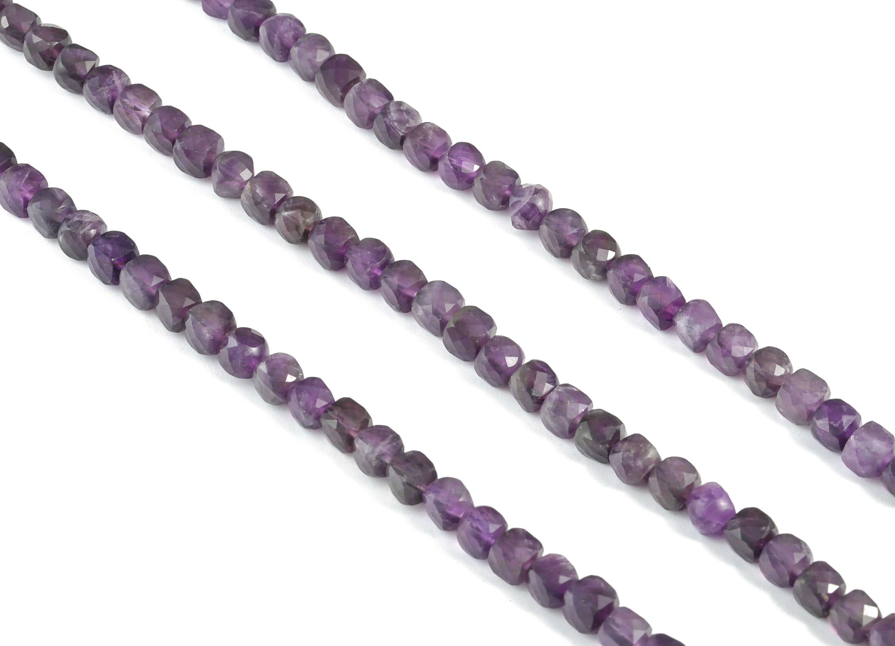 Amethyst Cube Beads 6mm - 15.5 inch - Faceted Cube Gemstone Beads - Natural Stone Beads  - 6x6mm - NS1078 - DOMEDBAZAAR