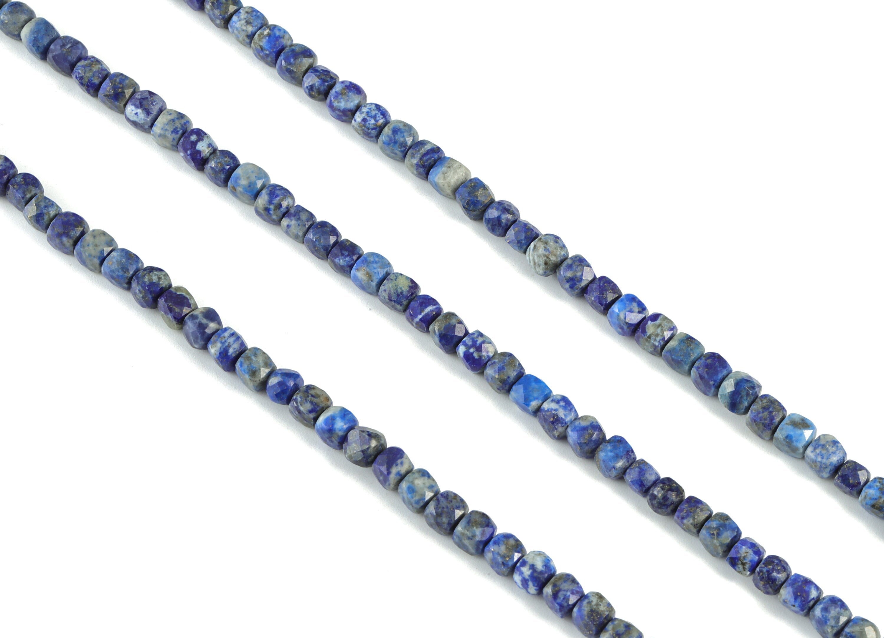 Lapis Cube Beads 4mm - 15.5 inch - Faceted Cube Gemstone Beads - Natural Stone Beads - 4x4mm - NS1079 - DOMEDBAZAAR