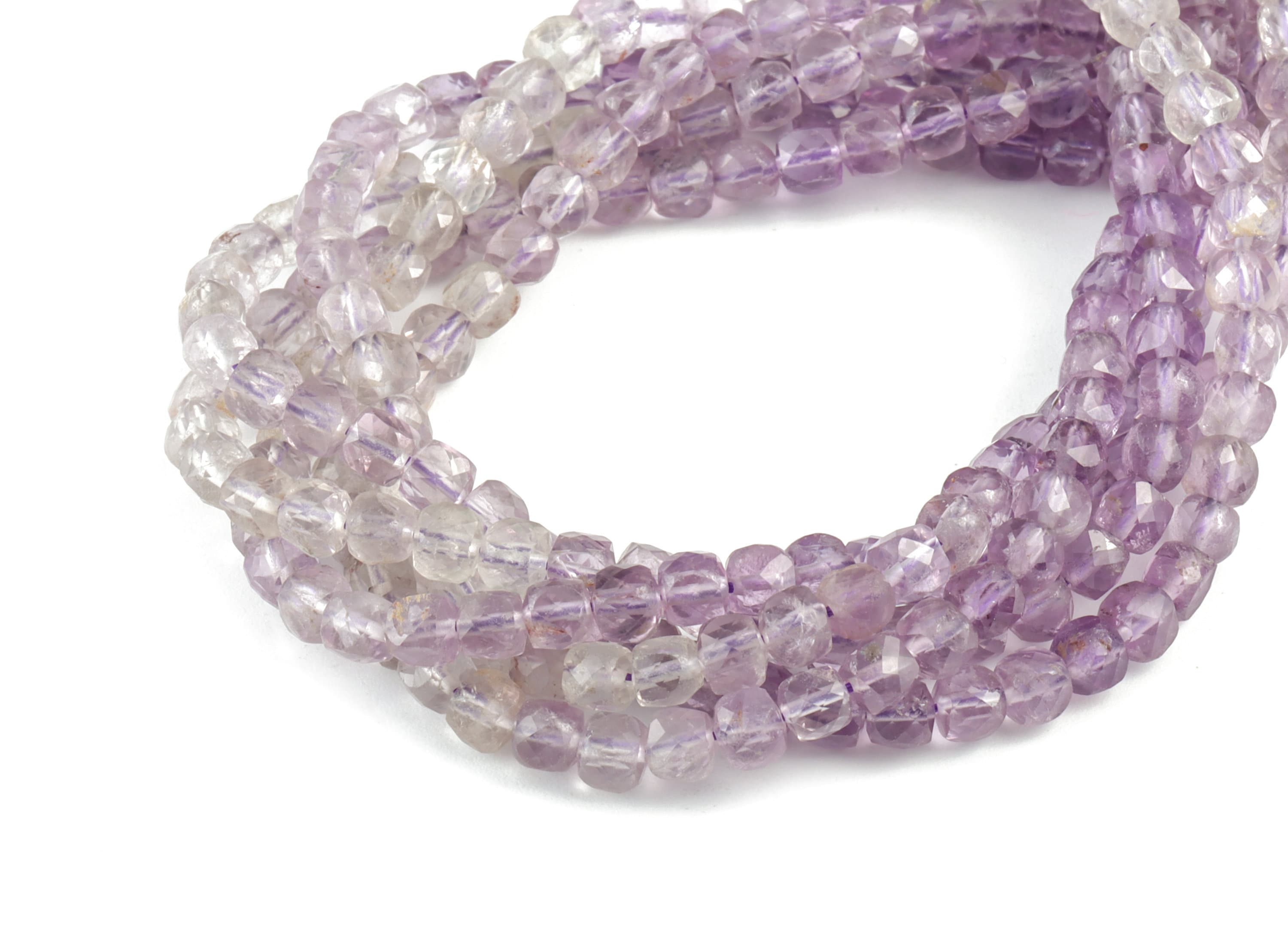 Purple Ghost Cube Beads 4mm - 15.5 inch - Faceted Cube Gemstone Beads - Natural Stone Beads  - 4x4mm - NS1081 - DOMEDBAZAAR