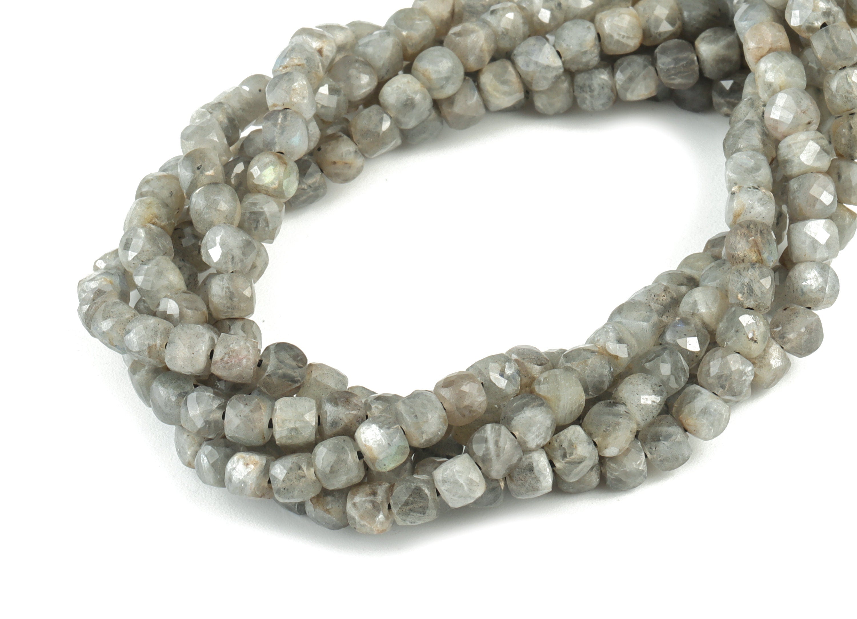 Labradorite Cube Beads 4mm - 15.5 inch - Faceted Cube Gemstone Beads - Natural Stone Beads - 4x4mm - NS1091 - DOMEDBAZAAR
