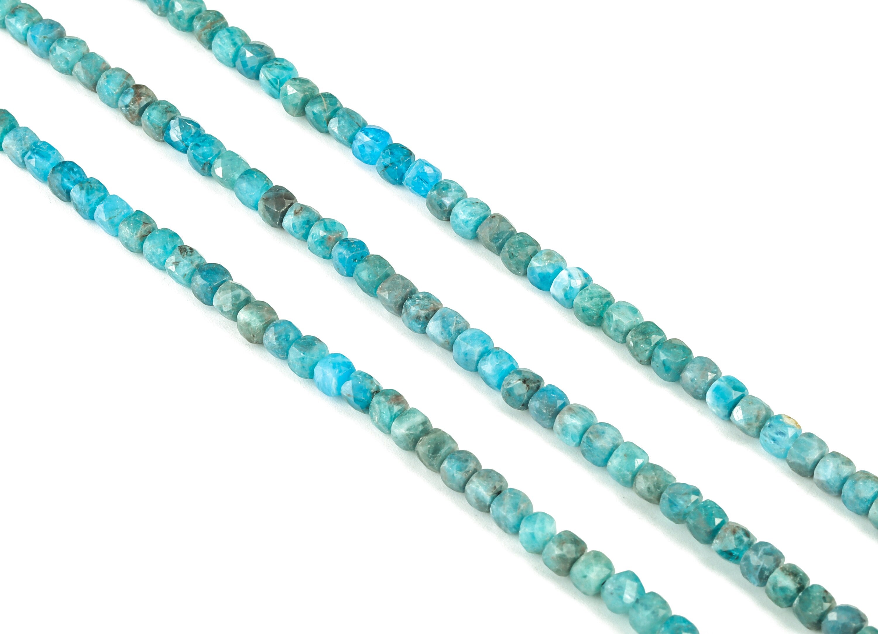 Apatite Cube Beads 4mm - 15.5 inch - Faceted Cube Gemstone Beads - Natural Stone Beads - 4x4mm - NS1095 - DOMEDBAZAAR