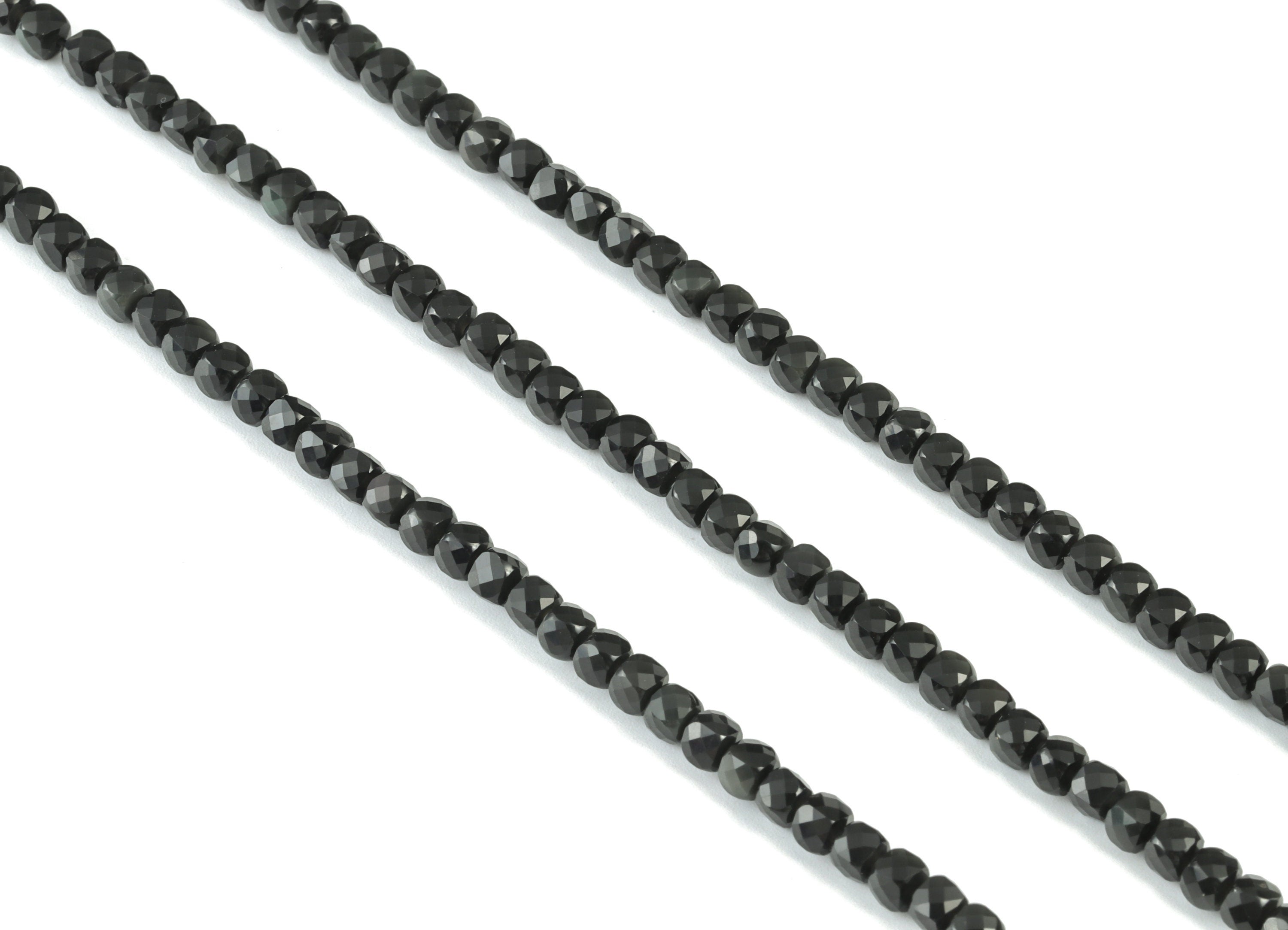 Obsidian Cube Beads 4mm - 15.5 inch - Faceted Cube Gemstone Beads - Natural Stone Beads - 4x4mm - NS1099 - DOMEDBAZAAR