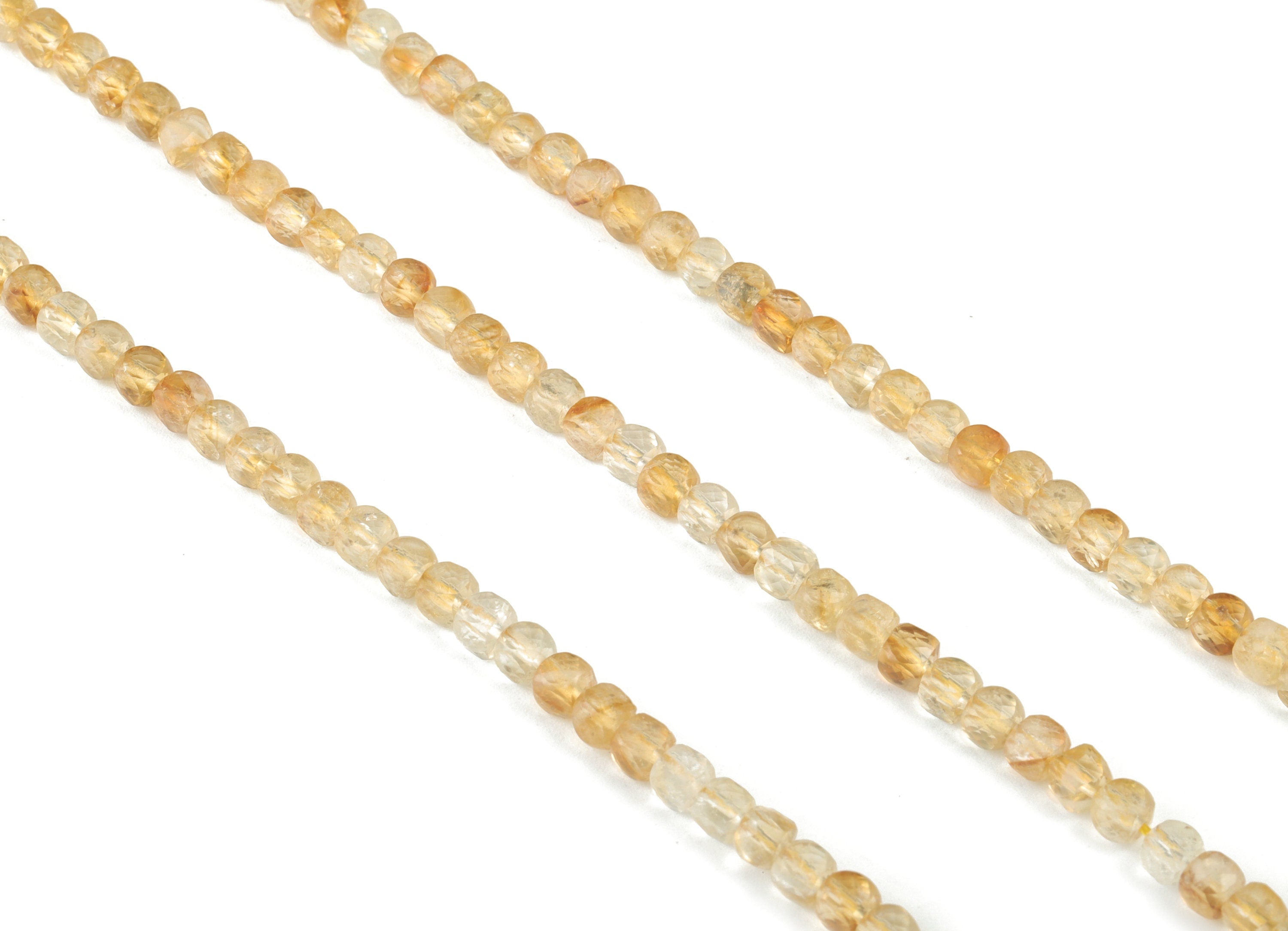 Citrine Cube Beads 4mm - 15.5 inch - Faceted Cube Gemstone Beads - Natural Stone Beads - 4x4mm - NS1107 - DOMEDBAZAAR