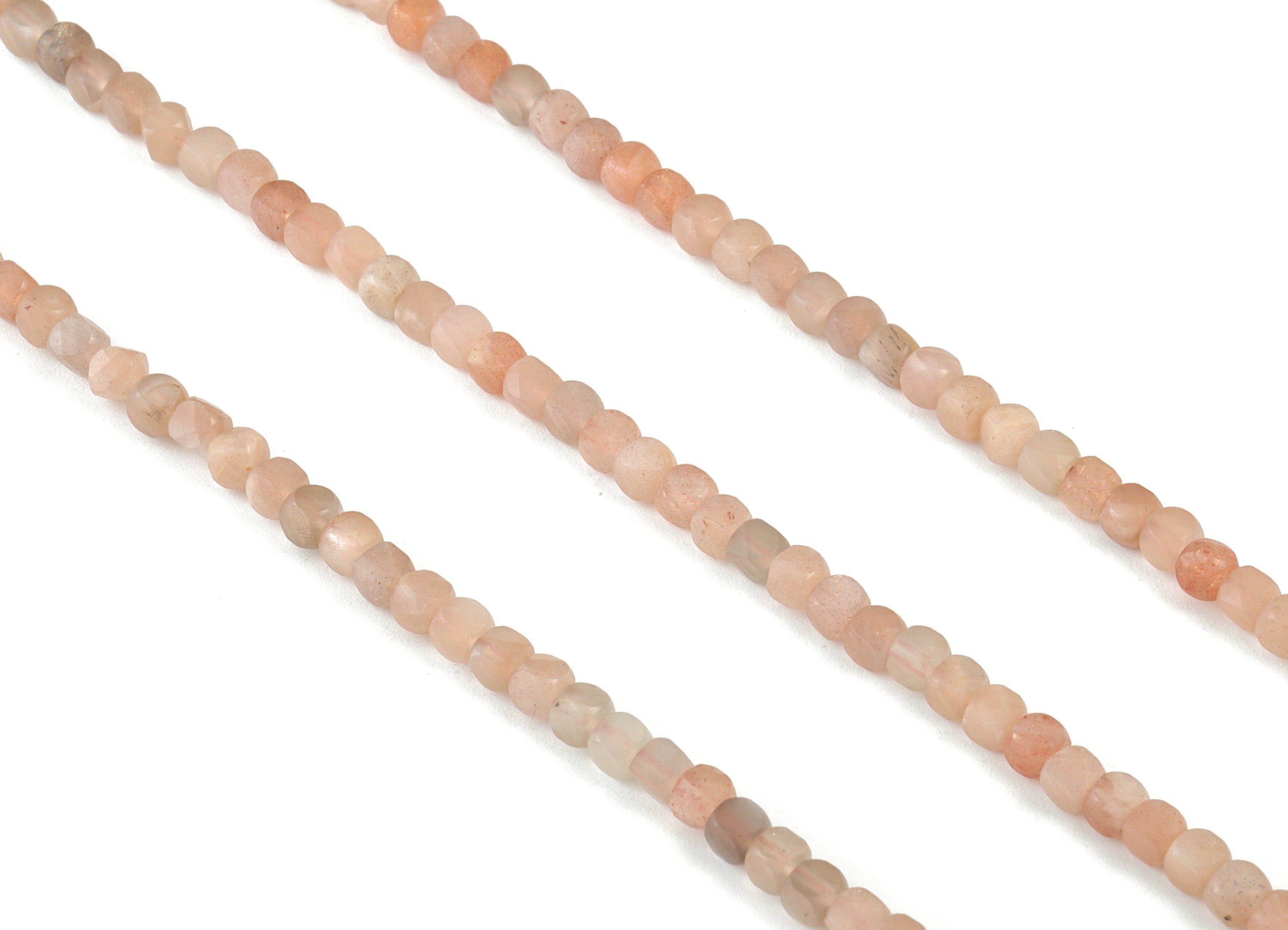 Moon Stone Cube Beads 4mm - 15.5 inch - Faceted Cube Gemstone Beads - Natural Stone Beads - 4x4mm - NS1109 - DOMEDBAZAAR