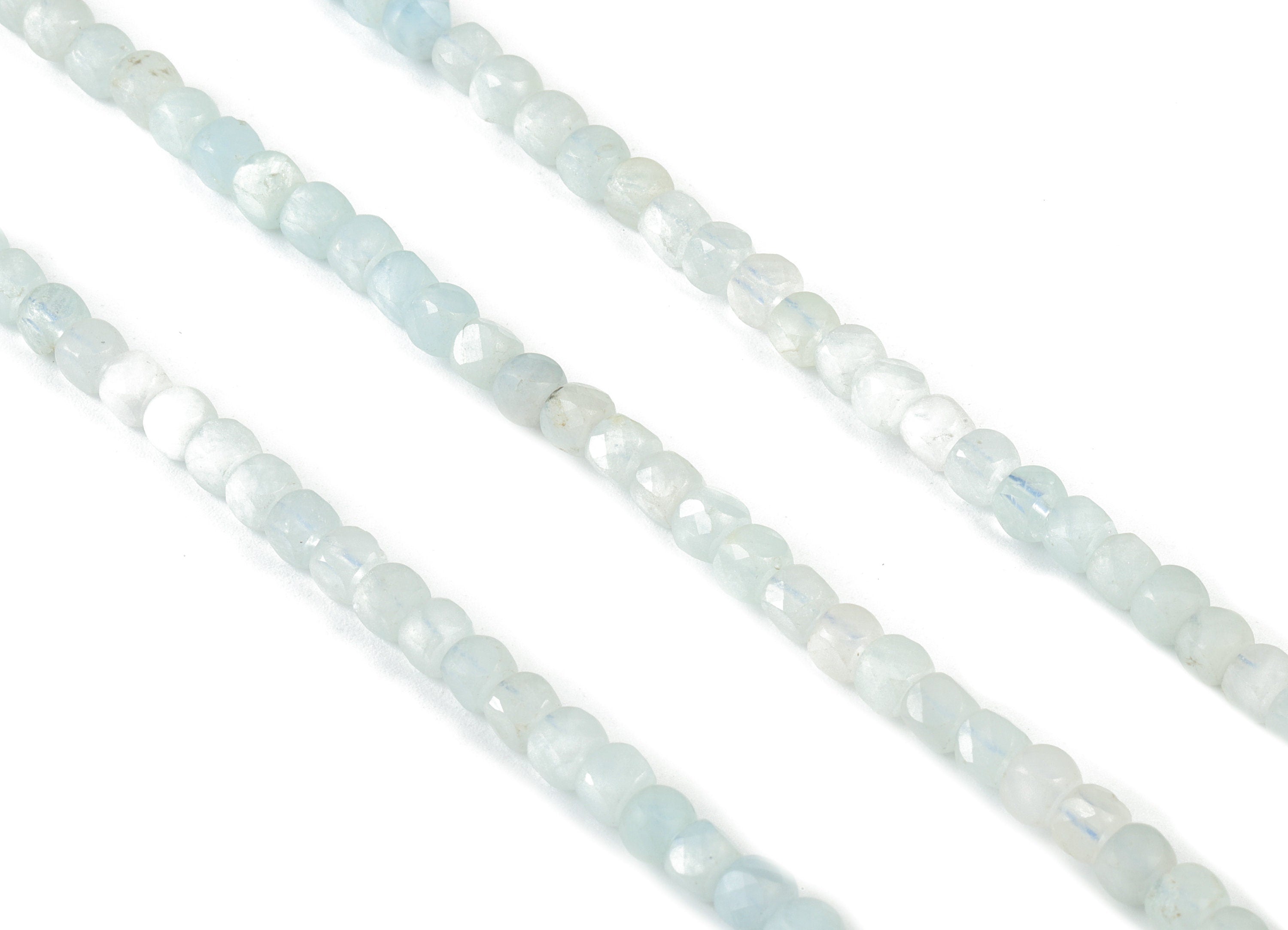 Aquamarine Cube Beads 4mm - 15.5 inch - Faceted Cube Gemstone Beads - Natural Stone Beads - 4x4mm - NS1115 - DOMEDBAZAAR