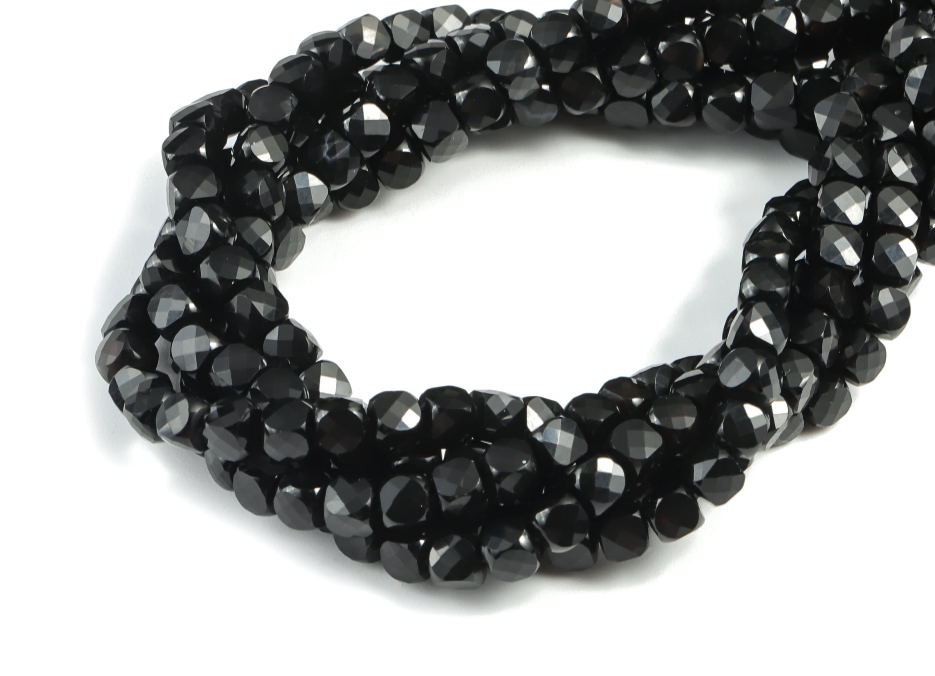 Black Agate Cube Beads 4mm - 15.5 inch - Faceted Cube Gemstone Beads - Natural Stone Beads - 4x4mm - NS1116 - DOMEDBAZAAR