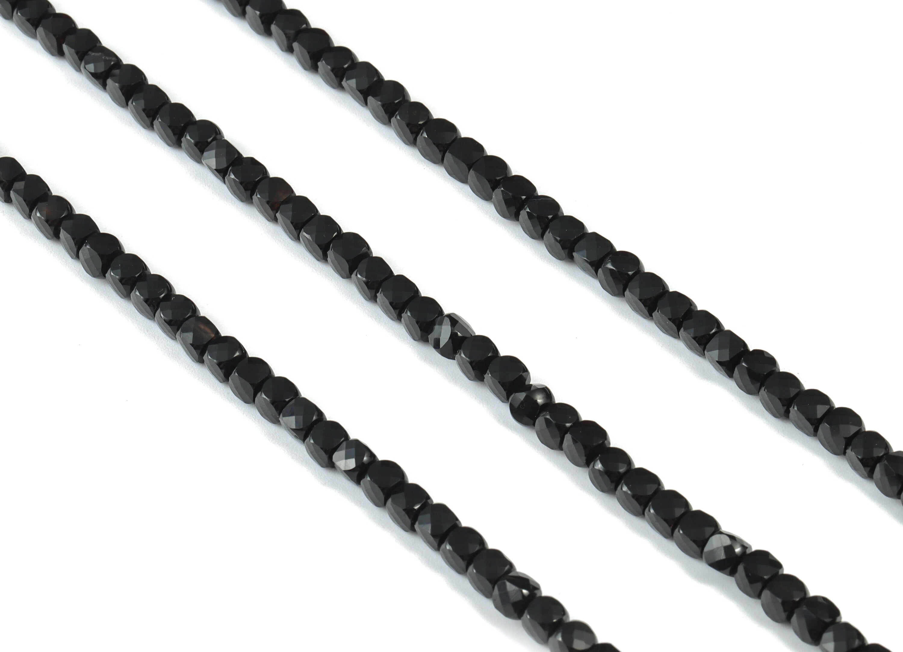 Black Agate Cube Beads 4mm - 15.5 inch - Faceted Cube Gemstone Beads - Natural Stone Beads - 4x4mm - NS1116 - DOMEDBAZAAR