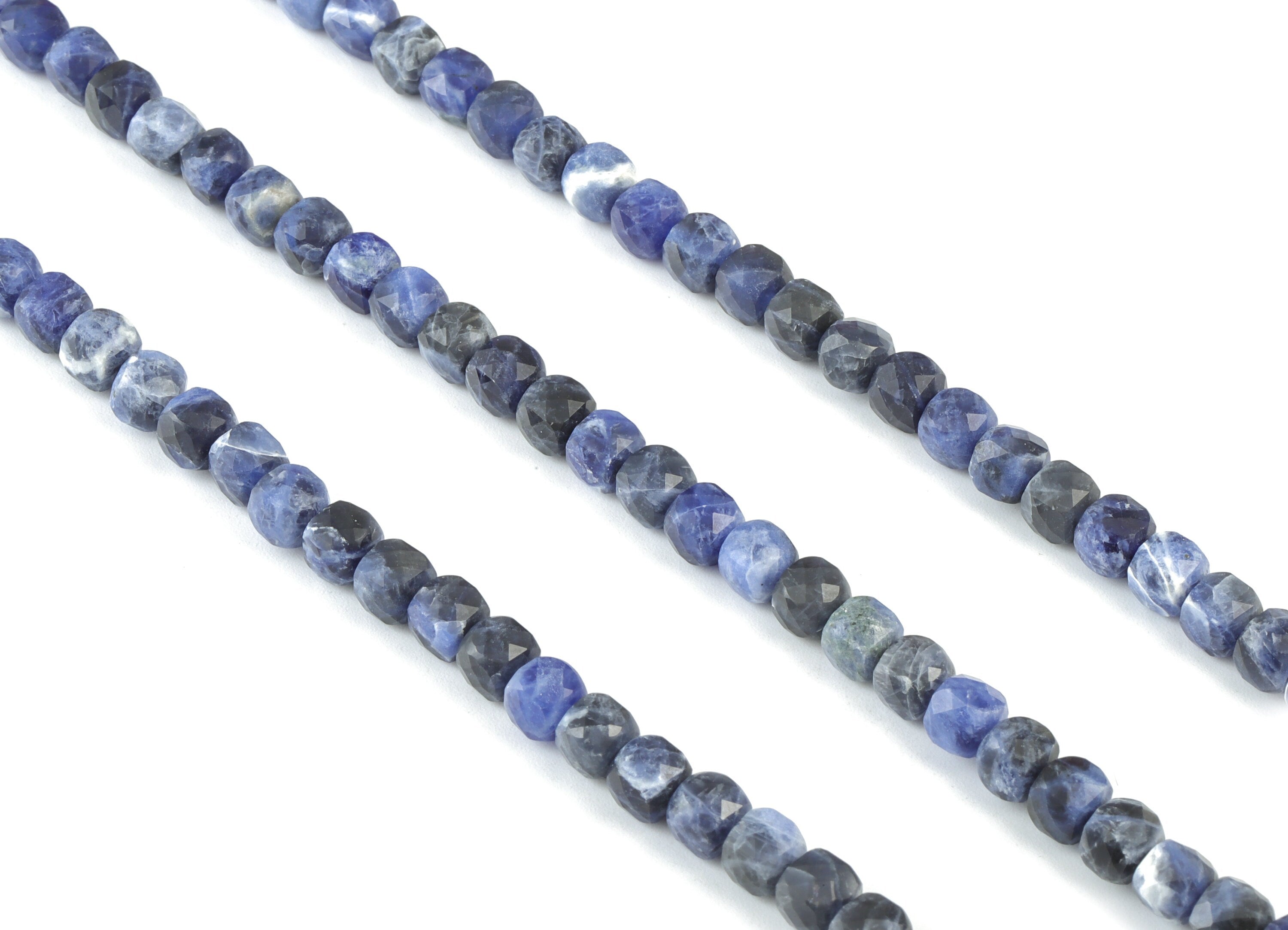 Sodalite Cube Beads 5mm - 15.5 inch - Faceted Cube Gemstone Beads - Natural Stone Beads - 5x5mm - NS1124 - DOMEDBAZAAR