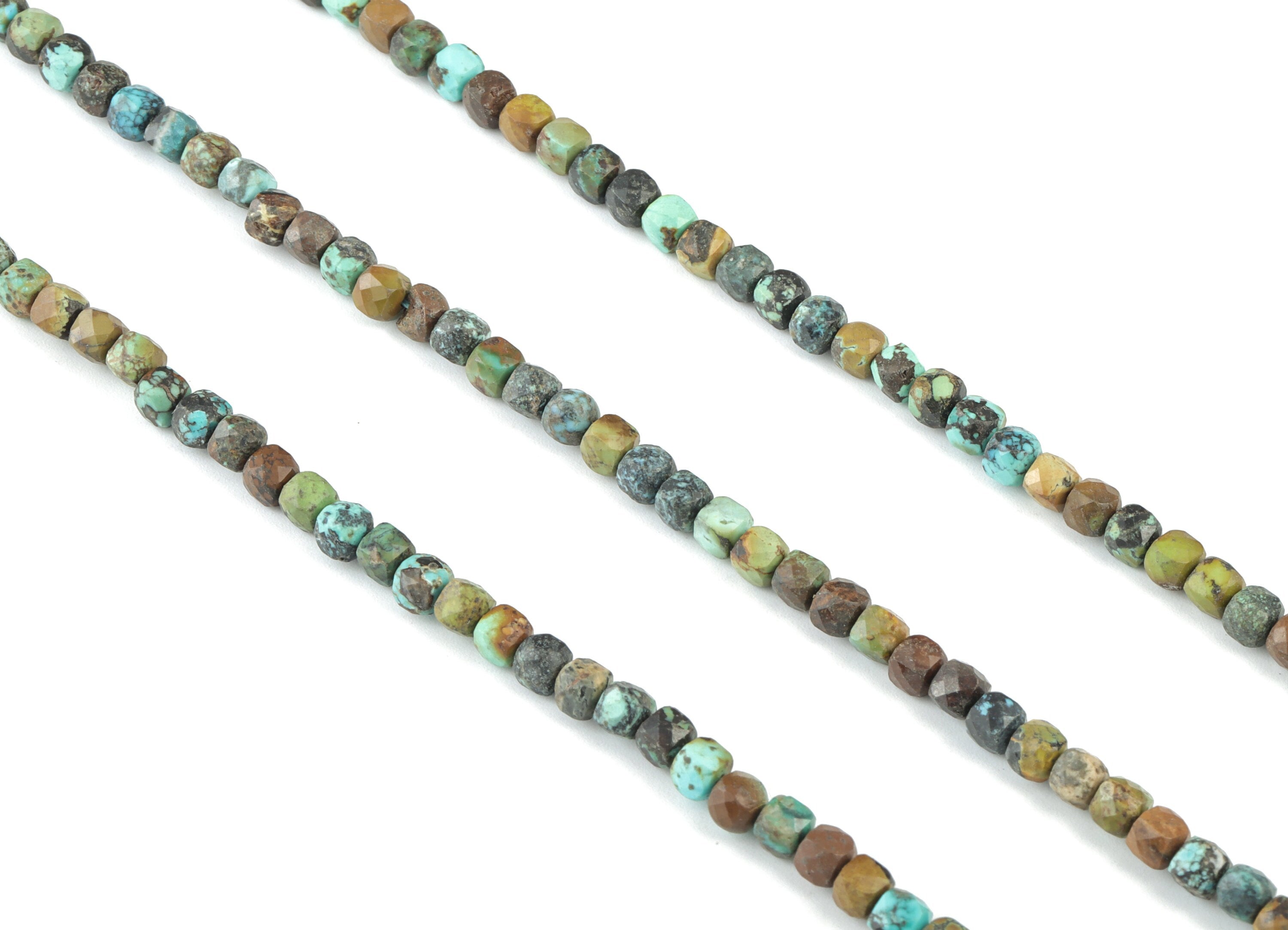 Turquoise Cube Beads 4mm - 15.5 inch - Faceted Cube Gemstone Beads - Natural Stone Beads - 4x4mm - NS1128 - DOMEDBAZAAR