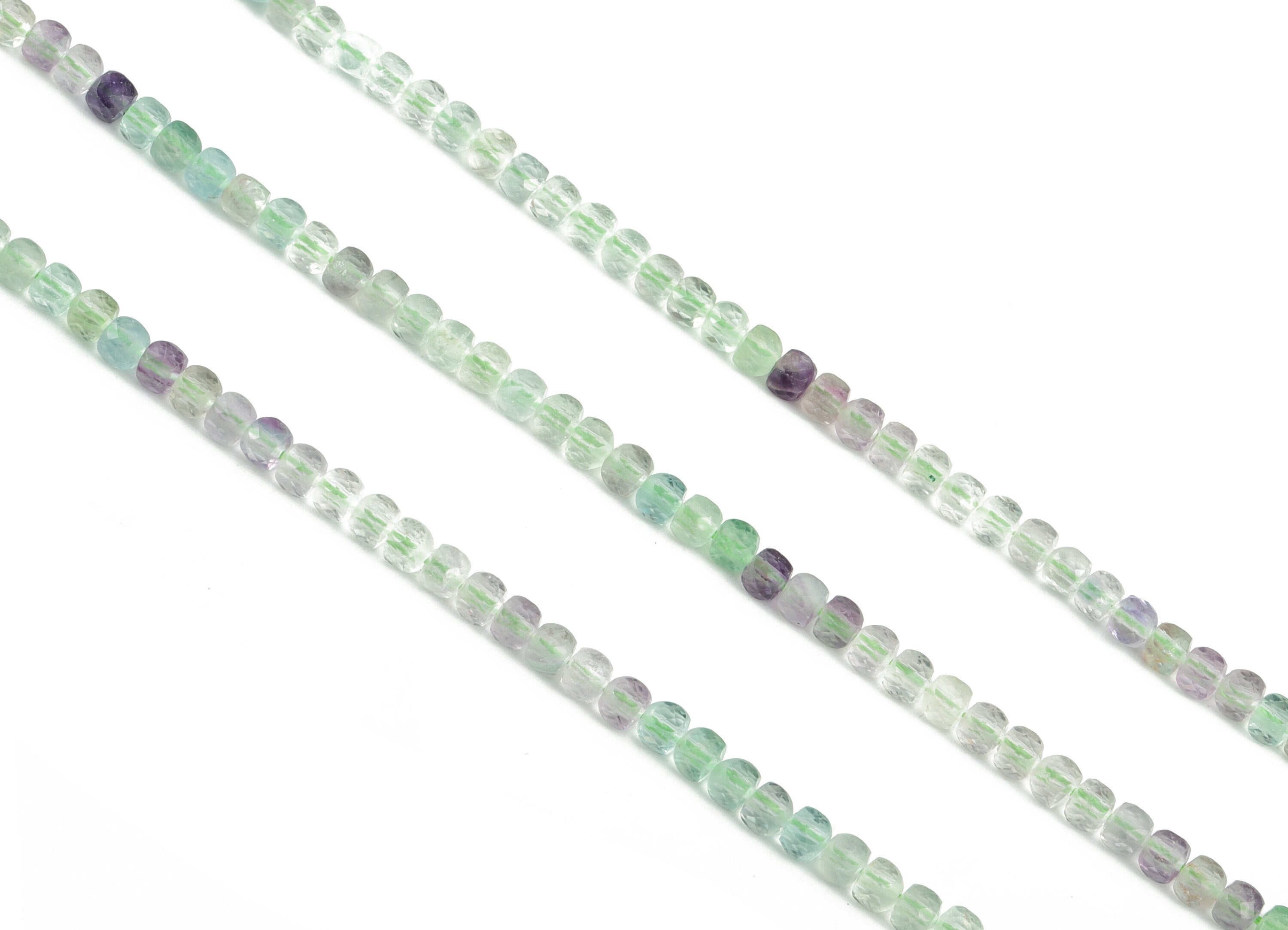 Flourite Cube Beads 4mm - 15.5 inch - Faceted Cube Gemstone Beads - Natural Stone Beads - 4x4mm - NS1129 - DOMEDBAZAAR