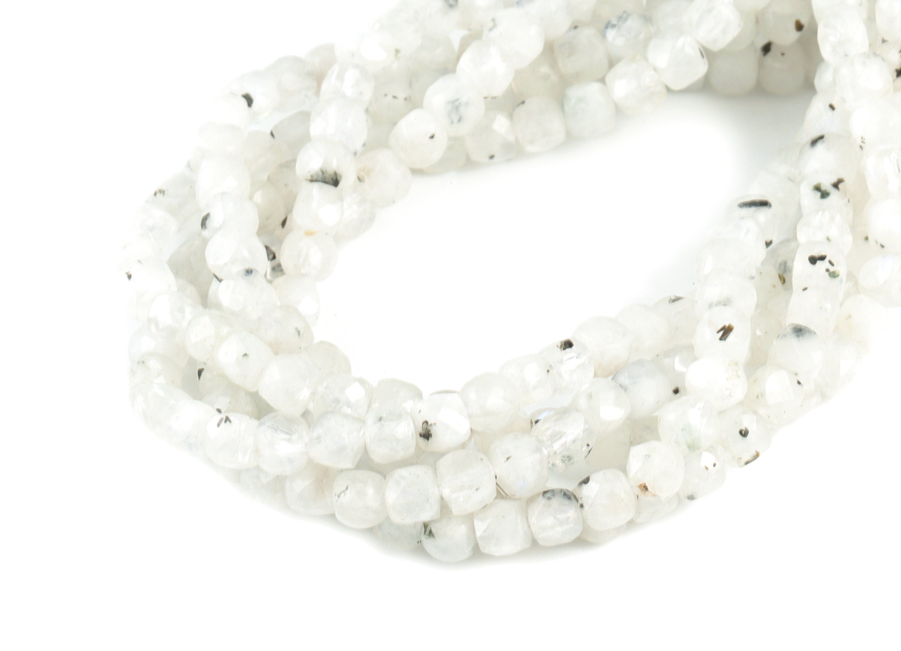 Moon Stone Cube Beads 4mm - 15.5 inch - Faceted Cube Gemstone Beads - Natural Stone Beads - 4x4mm - NS1133 - DOMEDBAZAAR