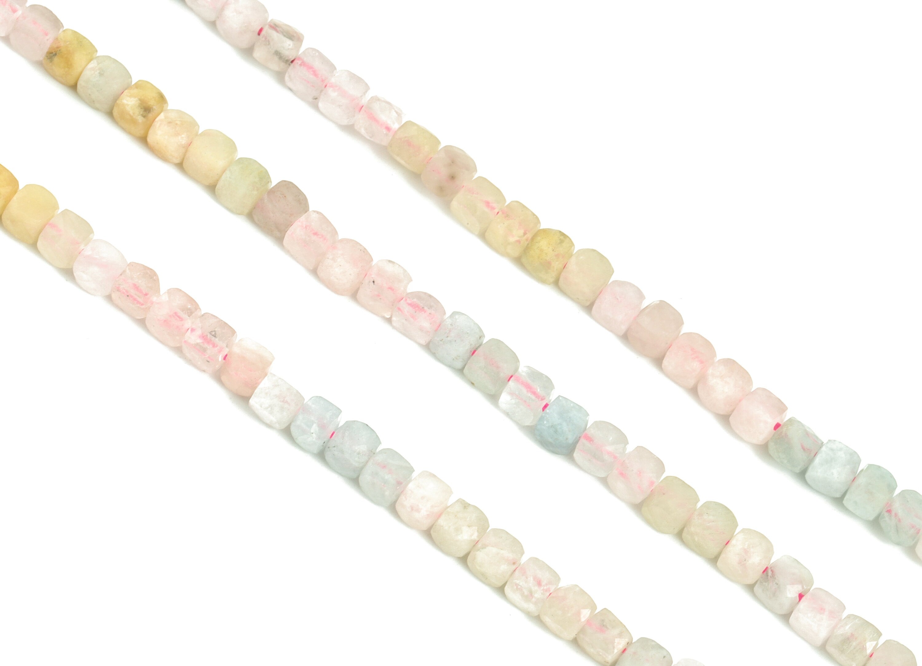 Morganite Cube Beads 4mm - 15.5 inch - Faceted Cube Gemstone Beads - Natural Stone Beads - 4x4mm - NS1139 - DOMEDBAZAAR