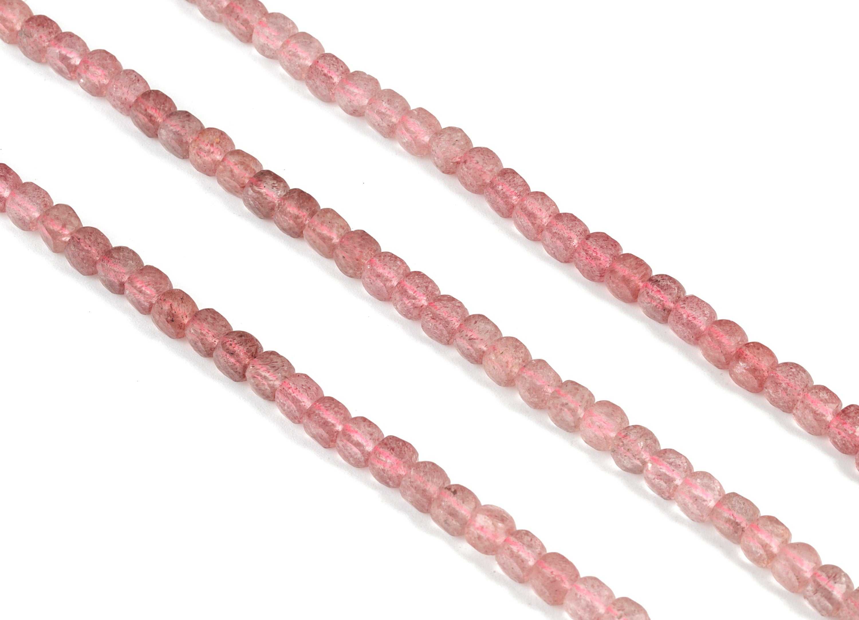 Strawberry Cube Beads 4mm - 15.5 inch - Faceted Cube Gemstone Beads - Natural Stone Beads - 4x4mm - NS1141 - DOMEDBAZAAR
