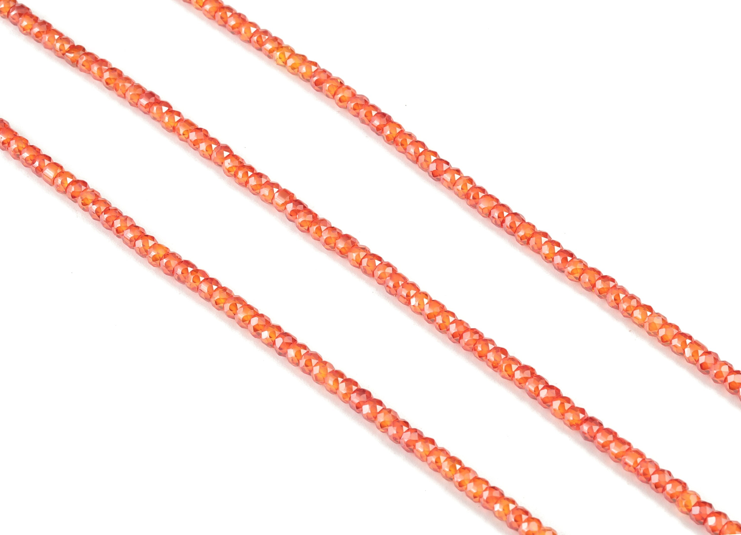 Orange Zircon Rondelle Beads 3mm - 15.5 Inch - Orange Faceted Zircon Round Beads - Gemstone Beads  - NS1147A - DOMEDBAZAAR