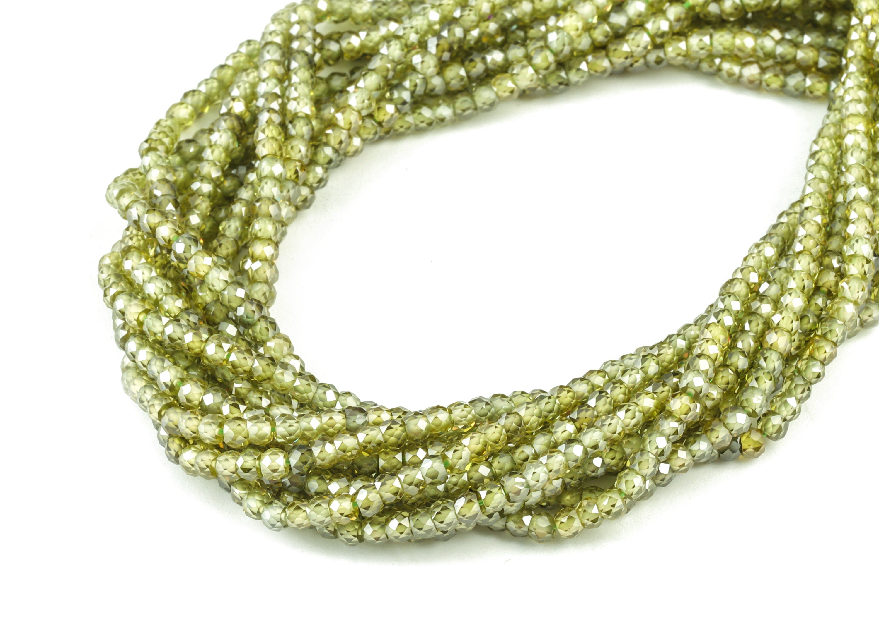 Green Zircon Rondelle Beads 3mm - 15.5 Inch - Green Faceted Zircon Round Beads - Gemstone Beads - NS1147E - DOMEDBAZAAR