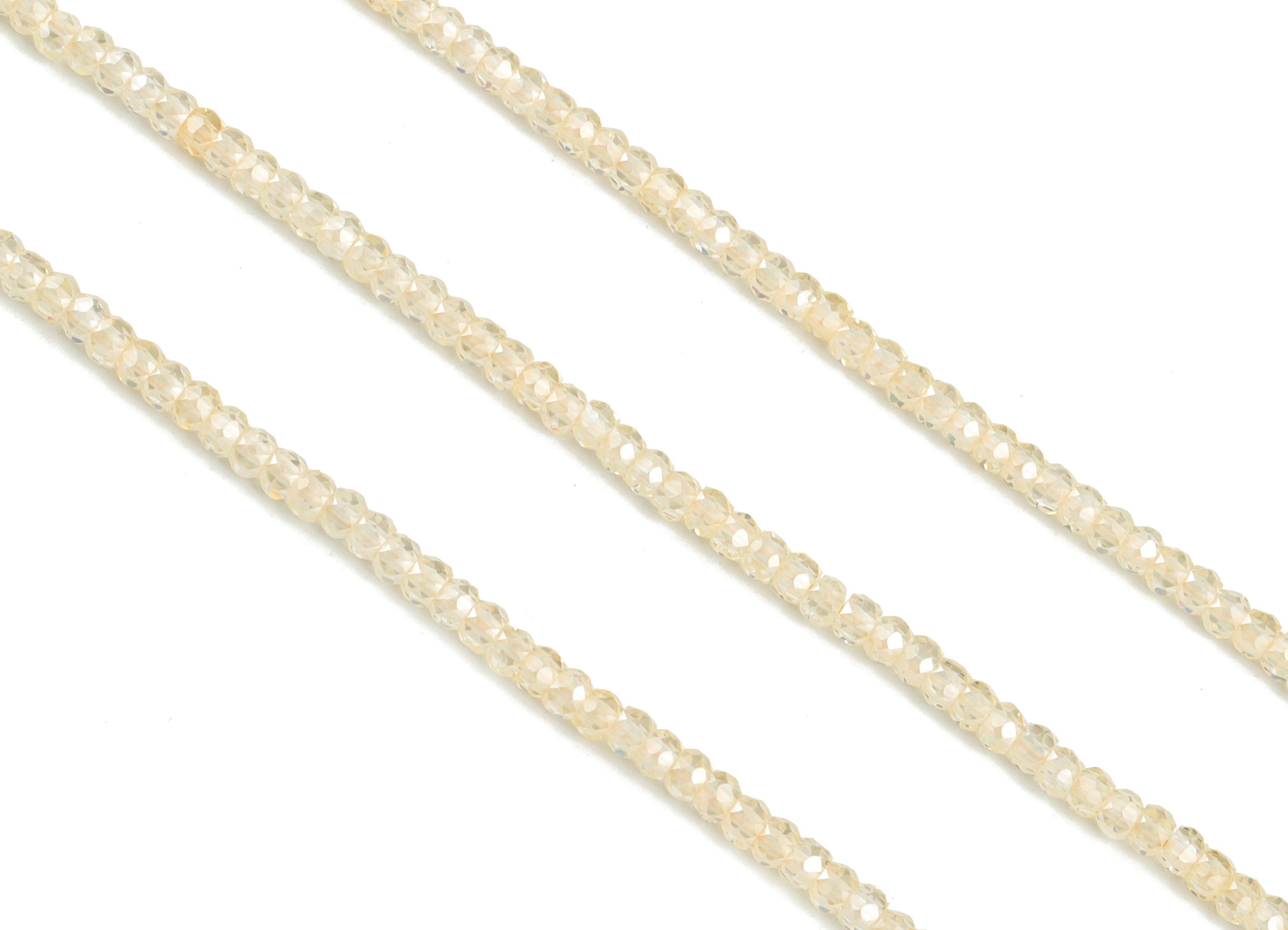 Cream Zircon Rondelle Beads 3mm - 15.5 Inch - Cream Faceted Zircon Round Bead - Gemstone Bead - NS1147H - DOMEDBAZAAR