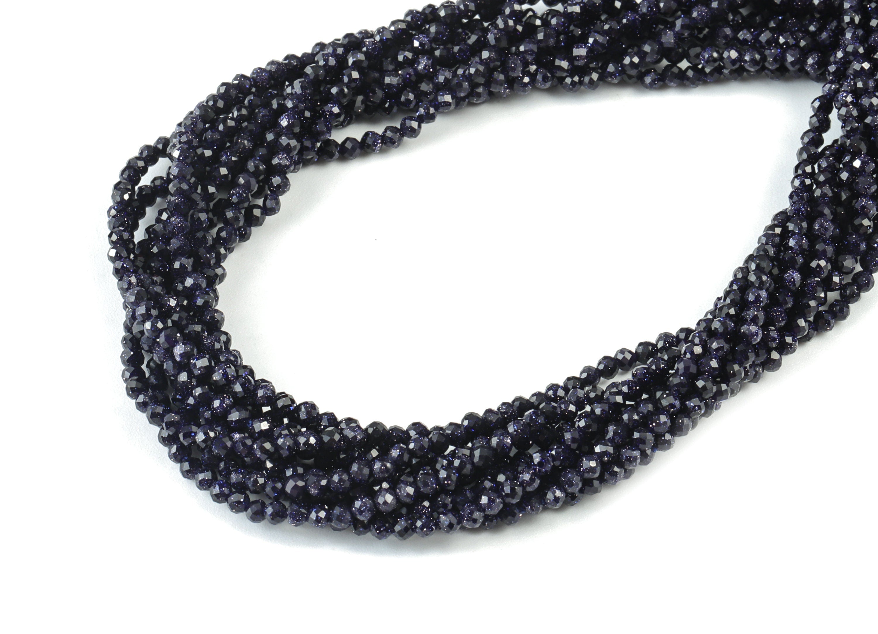 Blue Sand  Round Beads 2mm - 15.5 inch - Faceted Round Gemstone Beads - Natural Stone Beads - 2x2mm - NS1164 - DOMEDBAZAAR