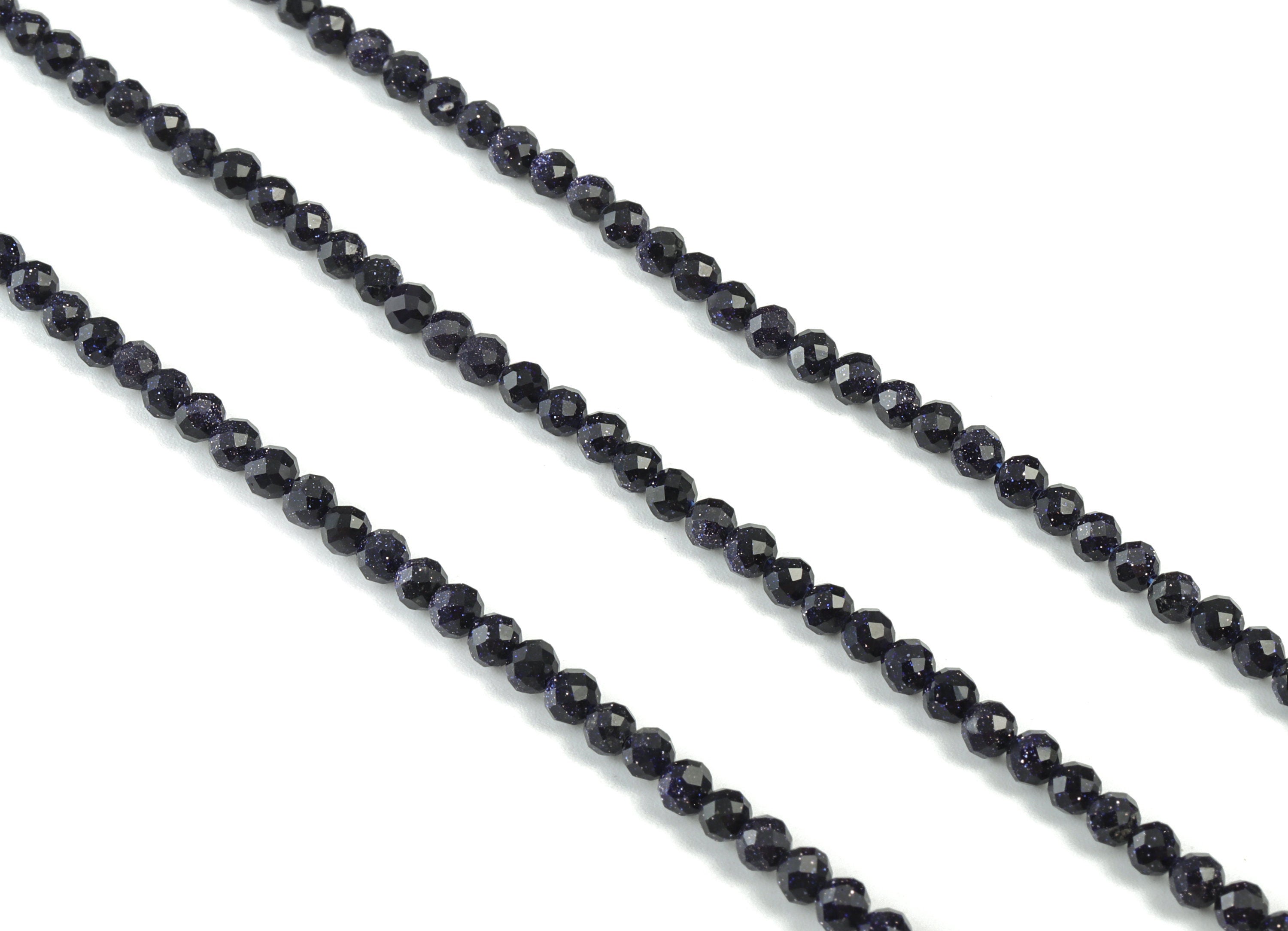 Blue Sand Round Beads 4mm - 15.5 inch - Faceted Round Gemstone Beads - Natural Stone Beads - 4x4mm - NS1170 - DOMEDBAZAAR