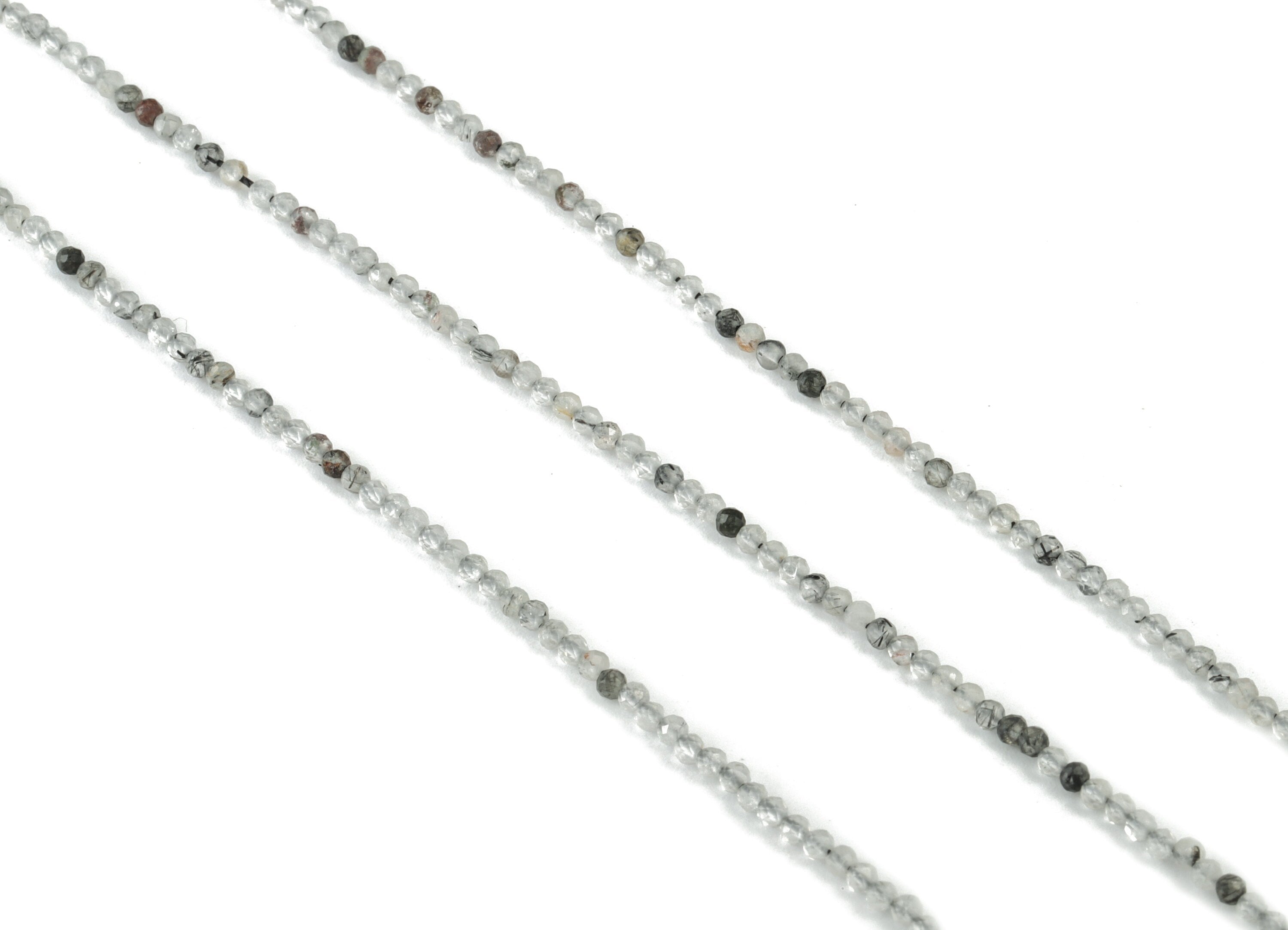 Black Hair Crystal Round Beads 2.4mm - 15.5 inch - Faceted Round Gemstone Beads - Natural Stone Beads - 2.3mm - NS1173 - DOMEDBAZAAR