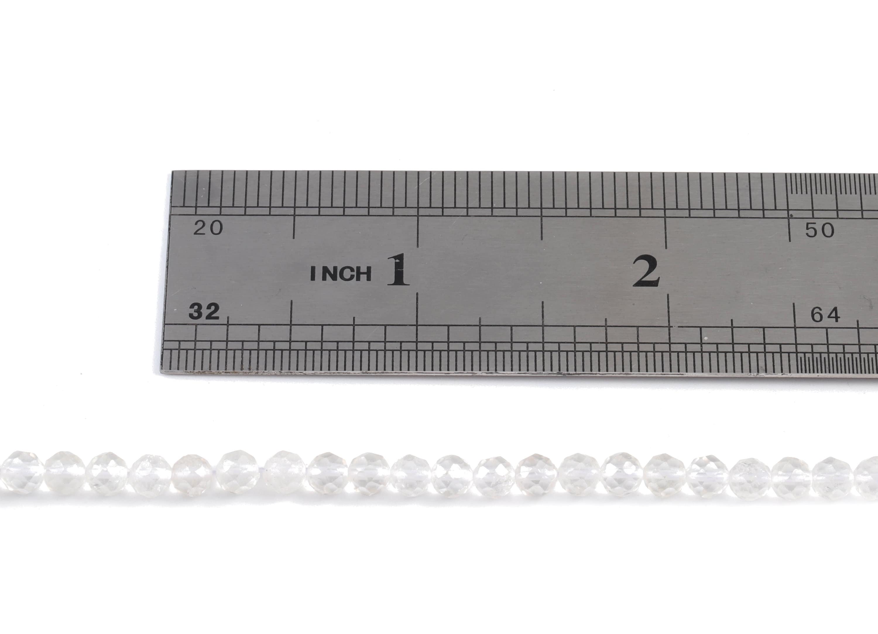 White Crystal Round Beads 4mm - 15.5 inch - Faceted Round Gemstone Beads - Natural Stone Beads - 4x4mm - NS1179 - DOMEDBAZAAR