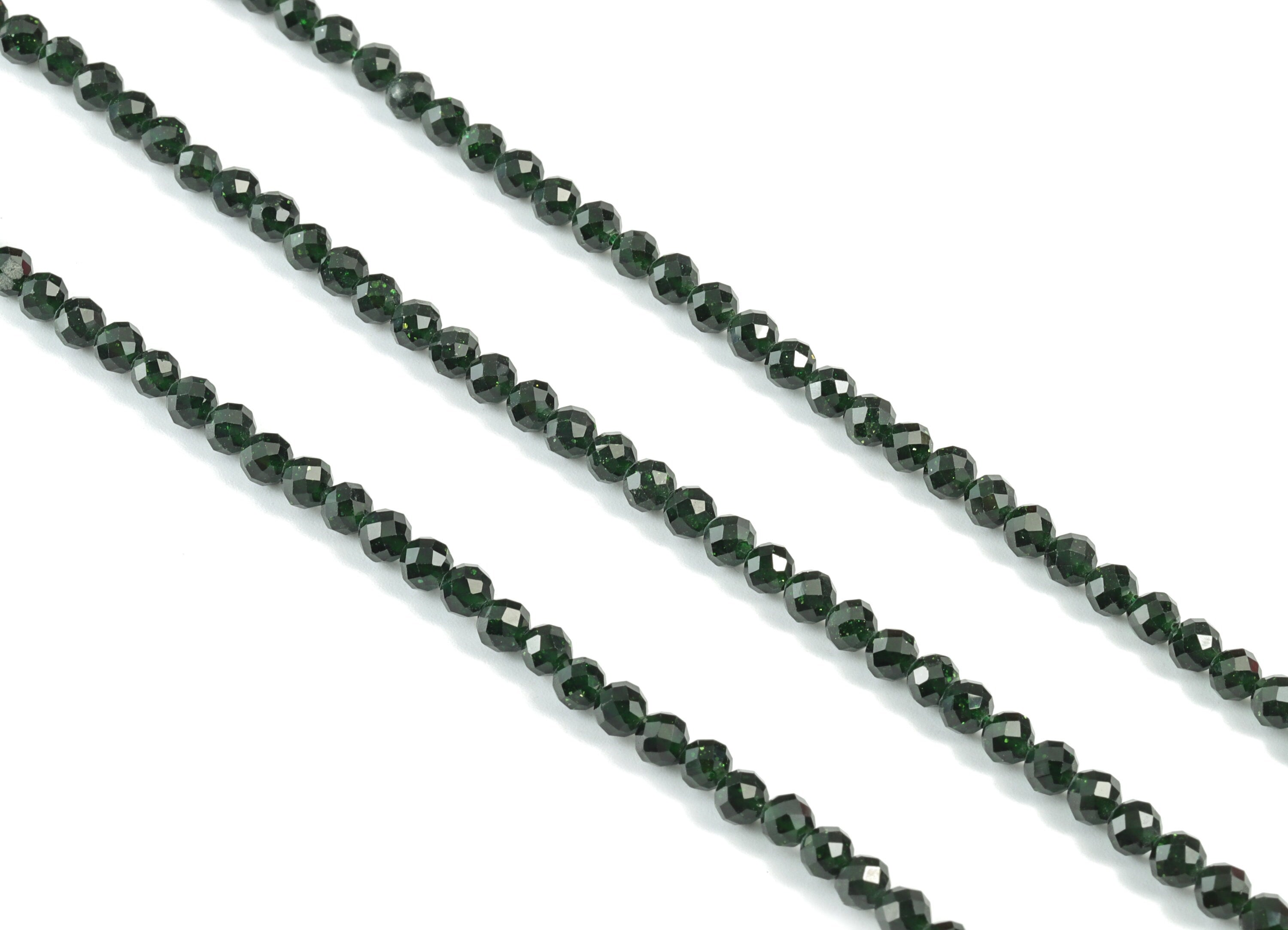 Green Sand Round Beads 4mm - 15.5 inch - Faceted Round Gemstone Beads - Natural Stone Beads - 4x4mm - NS1195 - DOMEDBAZAAR