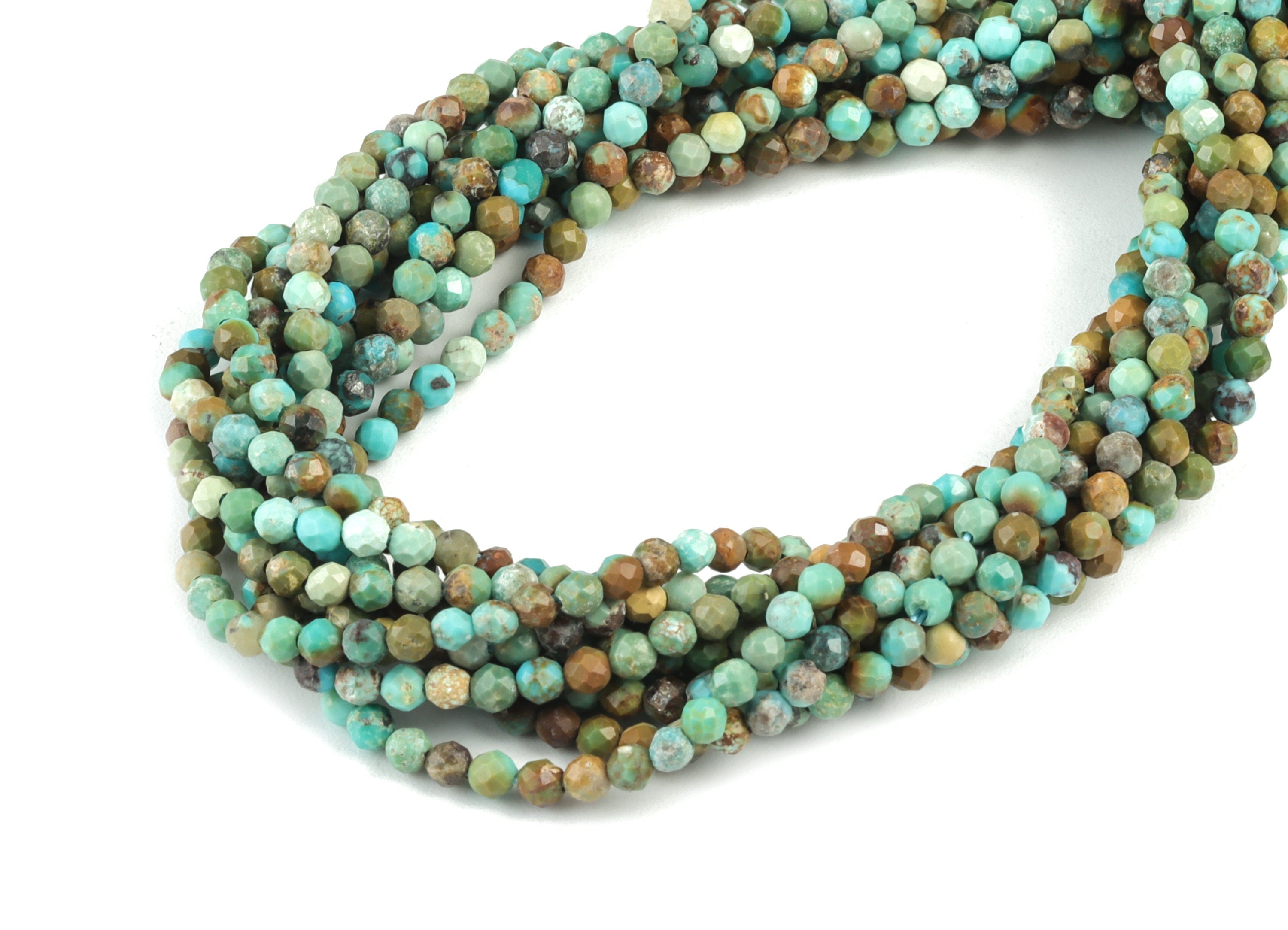 Turquoise Round Beads 2mm - 15.5 inch - Faceted Round Gemstone Beads - Natural Stone Beads - 2x2mm - NS1198 - DOMEDBAZAAR