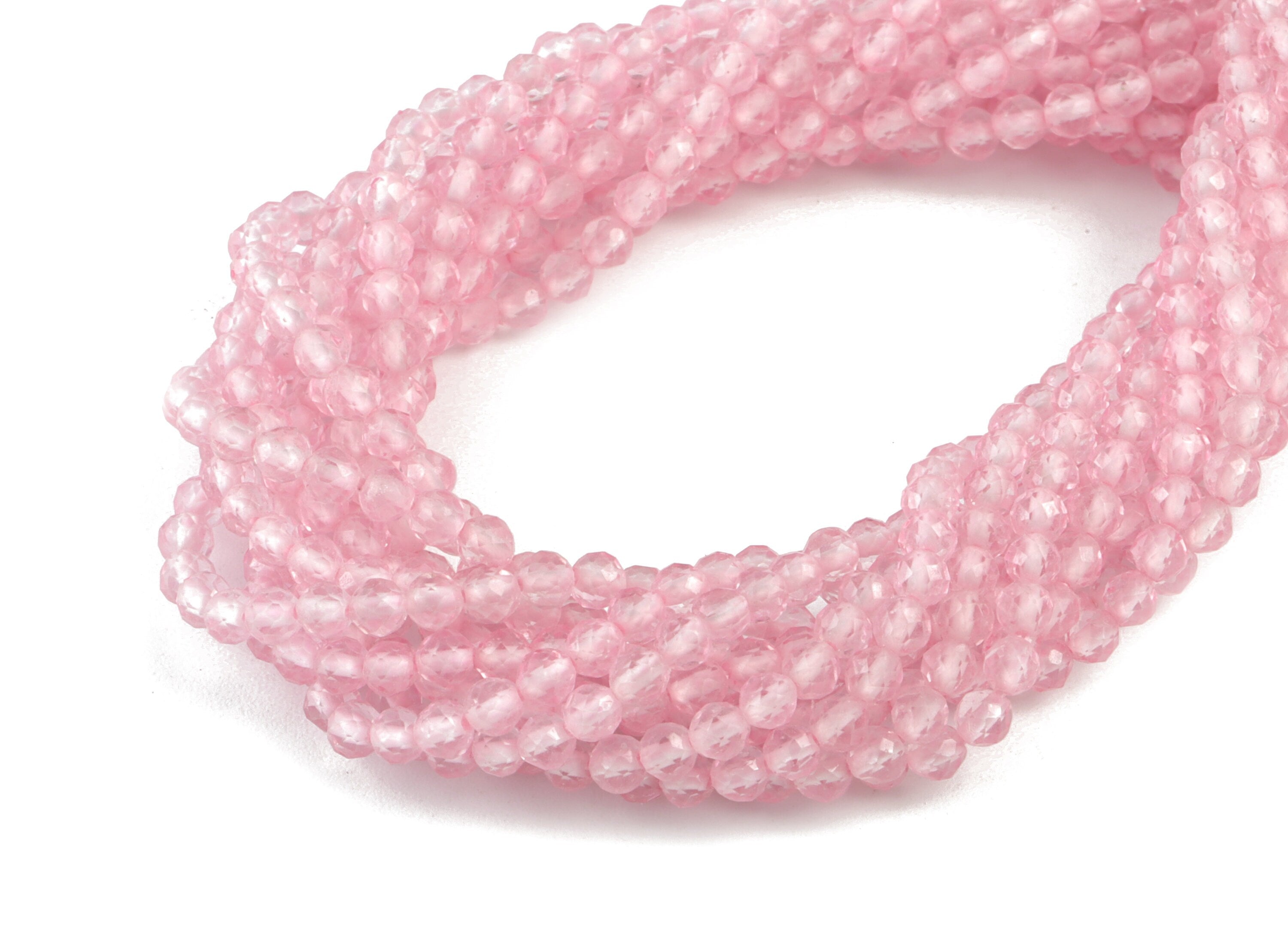 Pink Crystal Round Beads 3mm - 15.5 inch - Faceted Round Gemstone Beads - Natural Stone Beads - 3x3mm - NS1199A - DOMEDBAZAAR